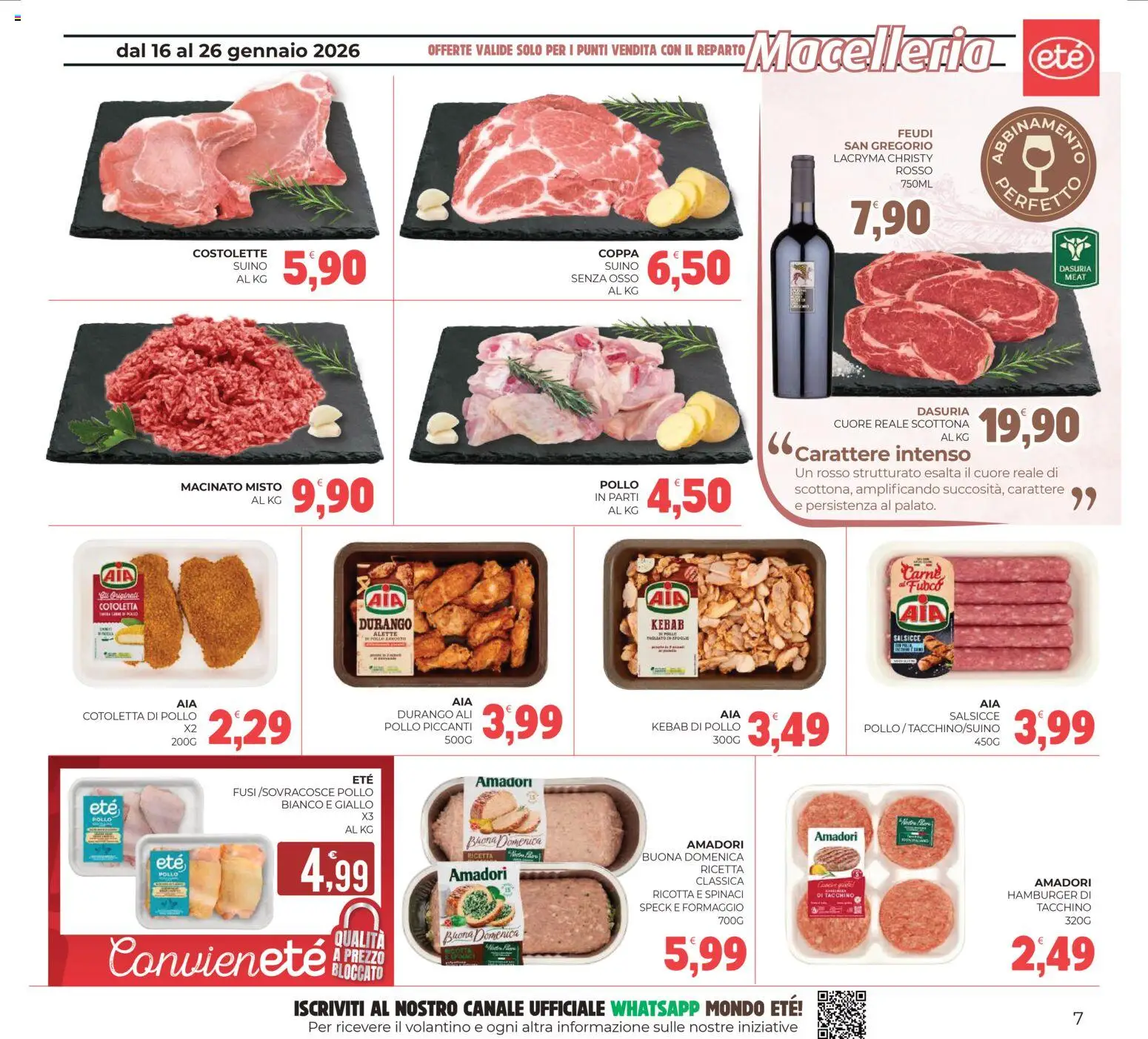 Volantino Eté del 16.01.2026 | Pagina: 7 | Prodotti: Pollo, Suino, Tacchino, Formaggio