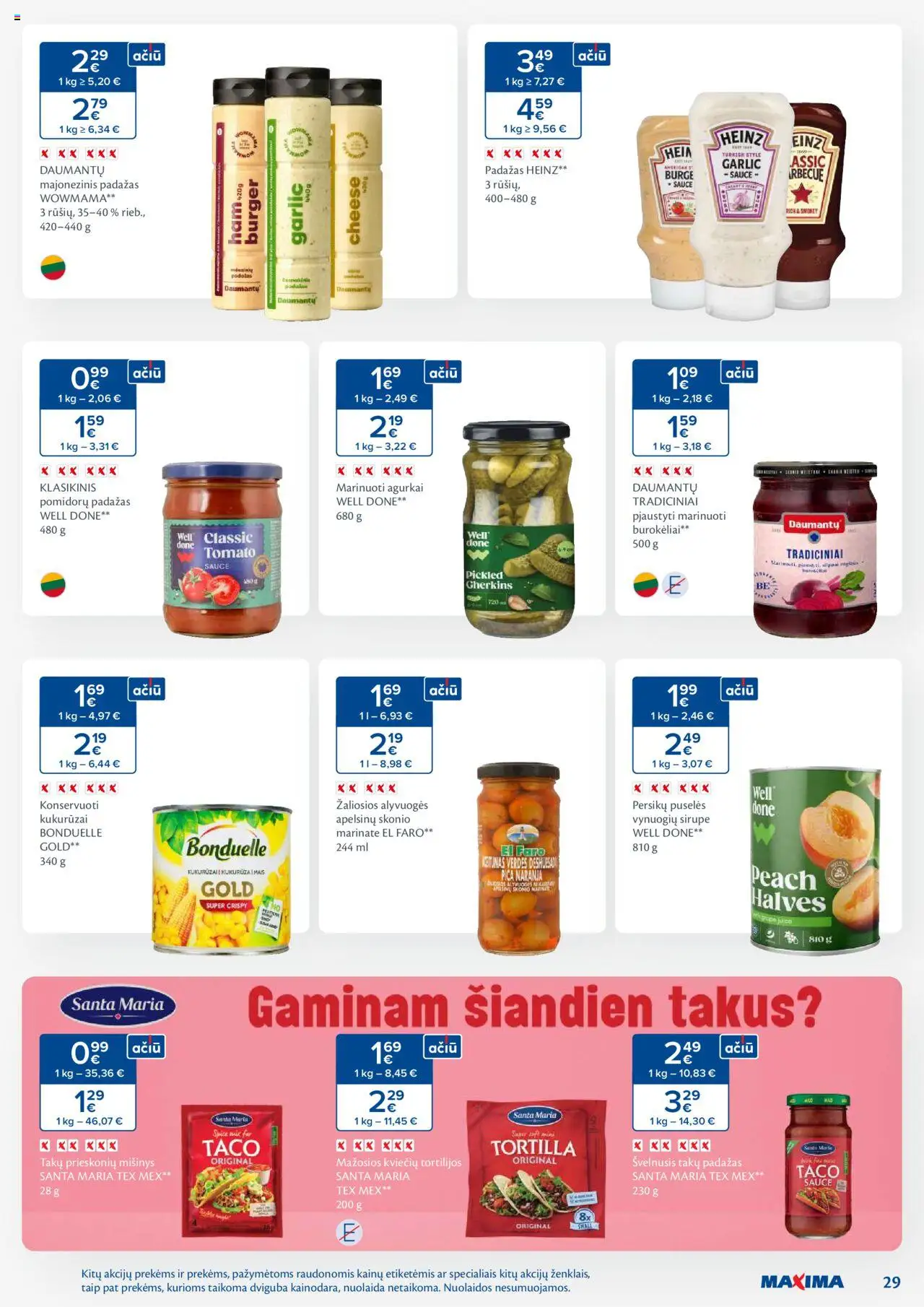MAXIMA leidinys│galioja nuo 19.08.2025 | Puslapis: 29 | Prekių: Agurkai, Kukurūzai, Pica, Padažas