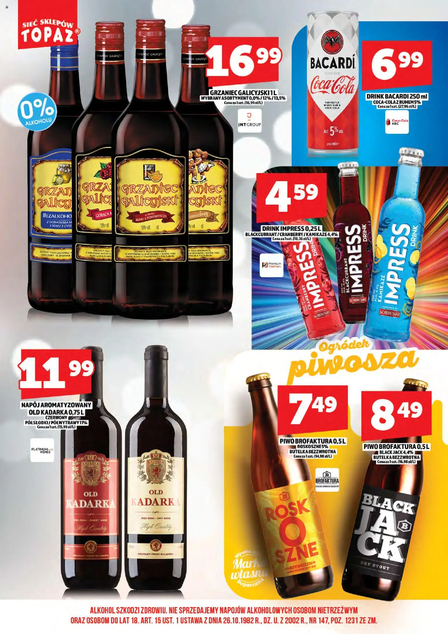 Topaz Gazetka alkoholowa od 16.02.2026 | Strona: 18 | Produkty: Piwo, Rum, Alkohol