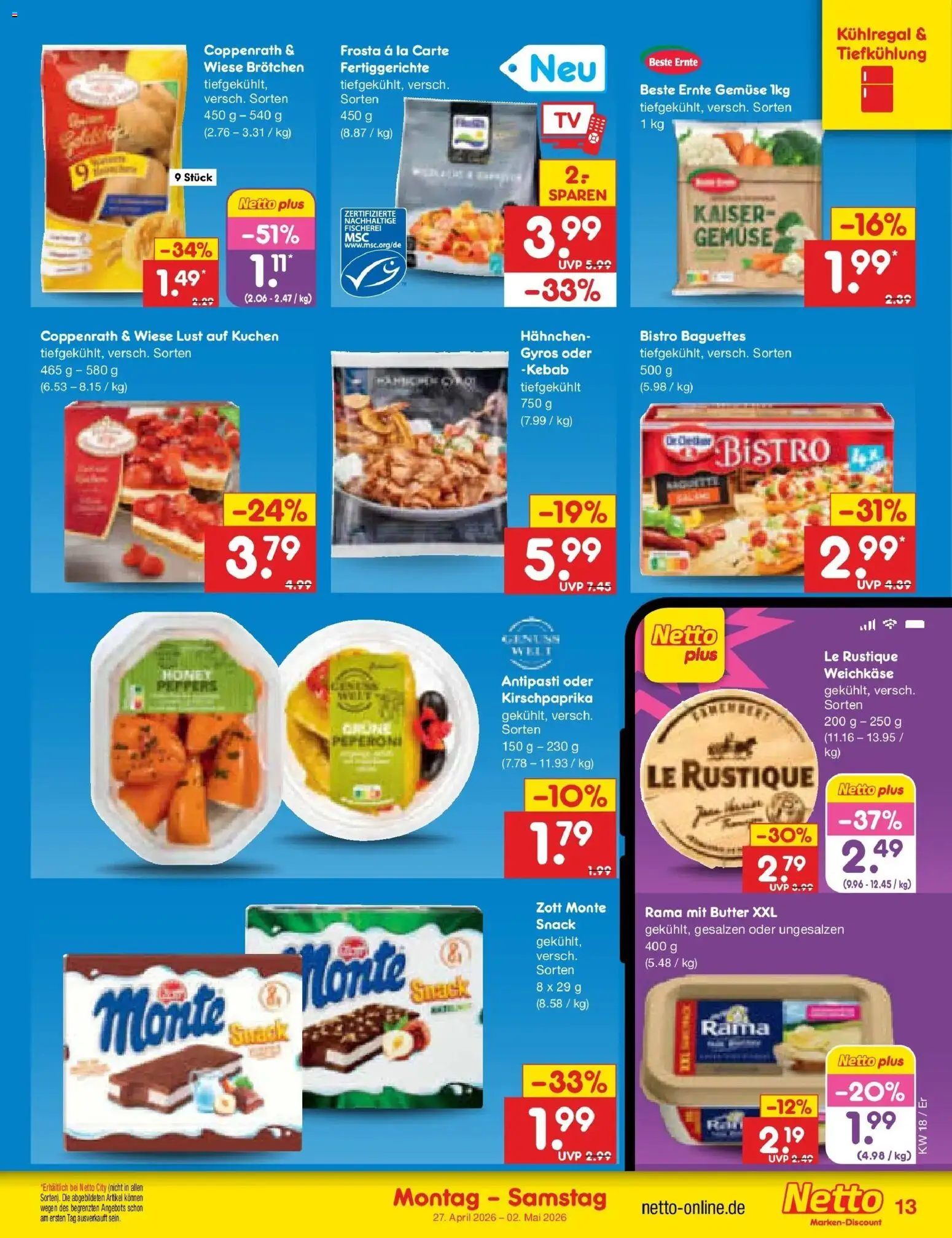 Netto Marken-Discount Prospekt Jena-Lobeda	 – gültig ab 27.04.2026 | Seite: 15 | Produkte: Butter, Gemüse, Fertiggerichte, Kuchen