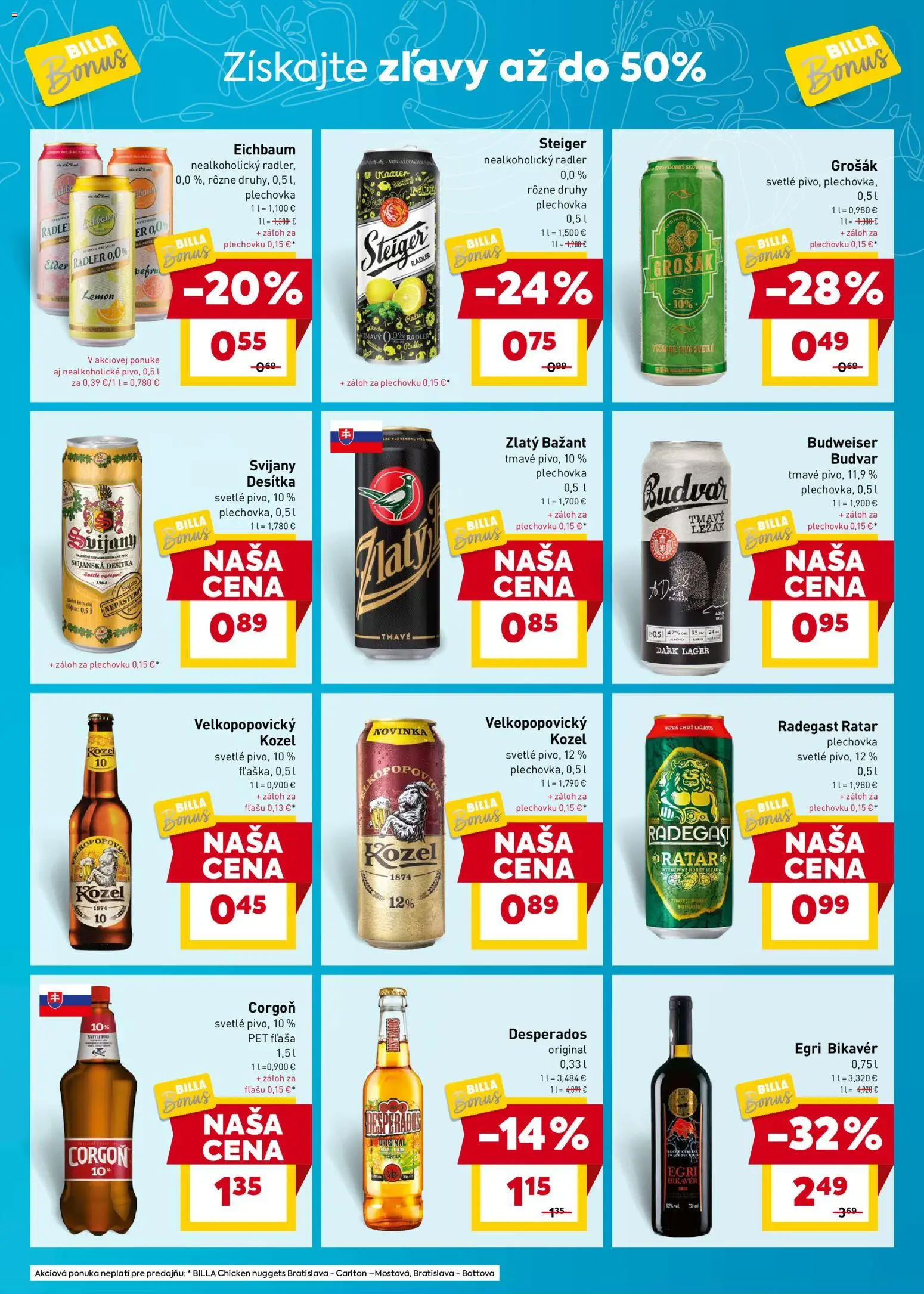 Nové Billa akcie – leták je platný od 26.11.2025 | Strana: 7 | Produkty: Desperados, Budvar, Corgoň, Steiger