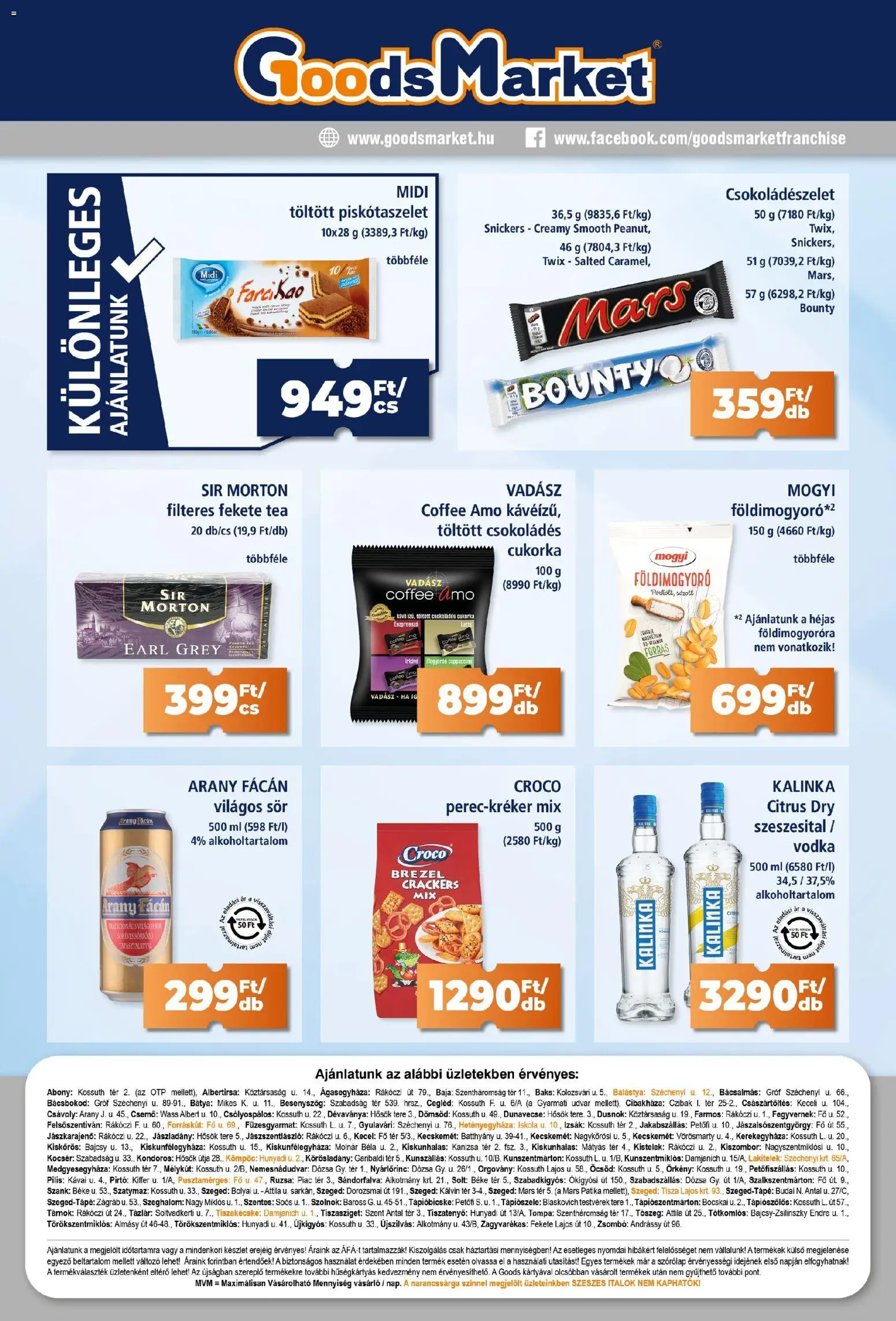 Goods Market akciós ujság - amely érvényes a következő dátumtól: 22.01.2026 | Oldal: 6 | Termékek: Cappuccino, Snickers, Cukorka, Földimogyoró