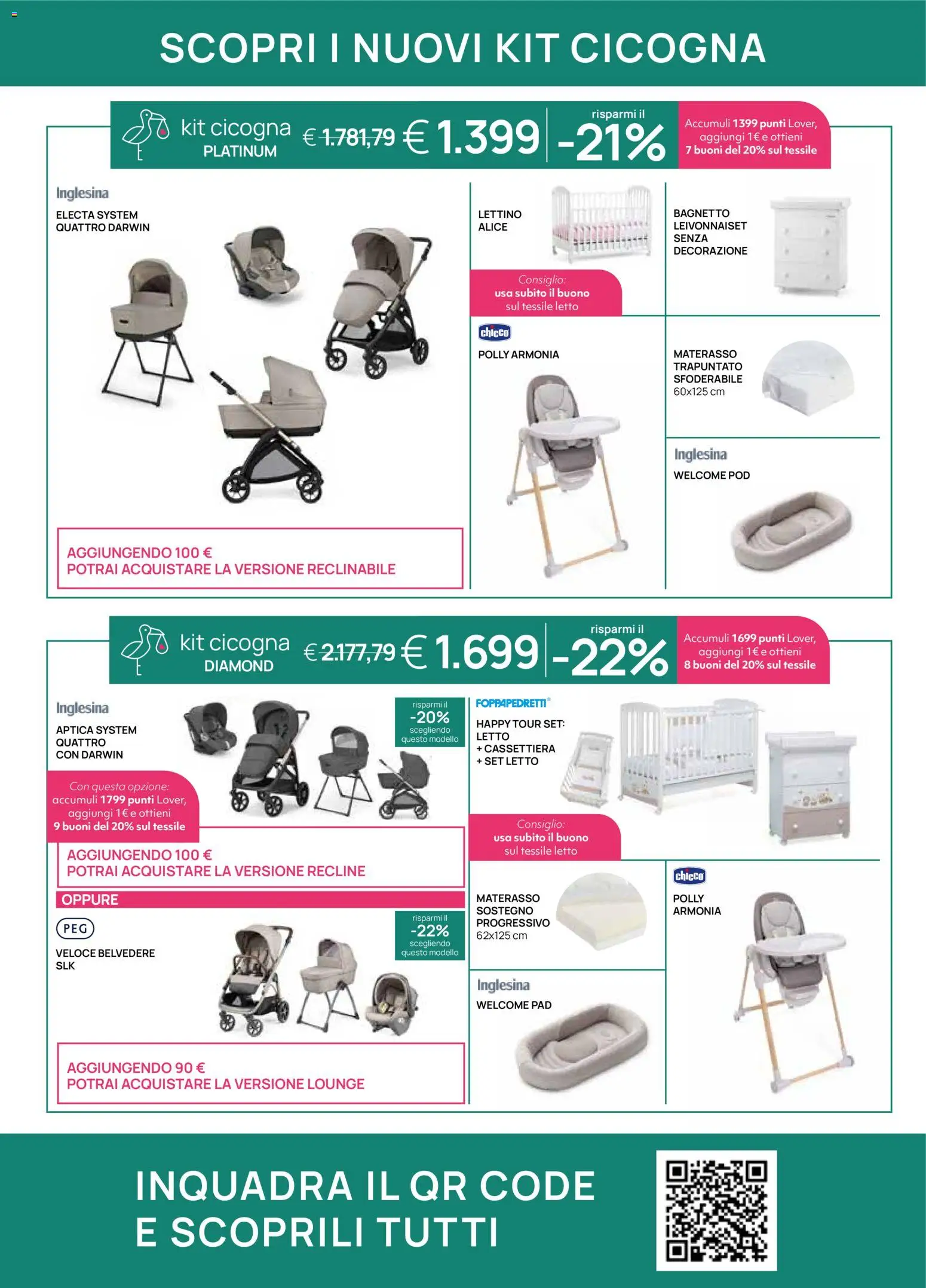 Volantino Prenatal del 17.04.2026 | Pagina: 33 | Prodotti: Lettino, Bagnetto, Materasso, Cassettiera