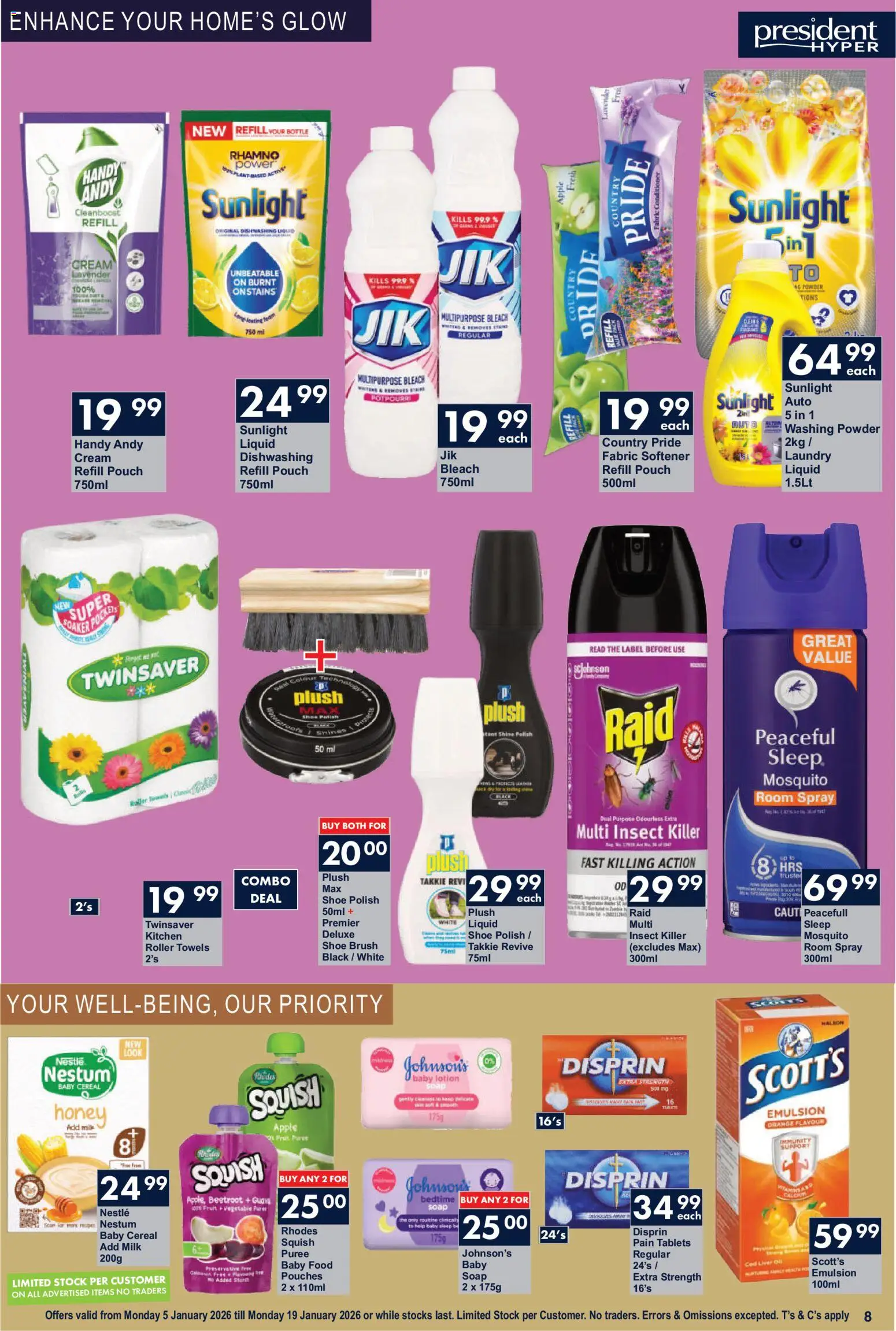 New President Hyper catalogue – valid from 05.01.2026 | Page: 8 | Products: Bleach, Powder, Stock, Fabric softener