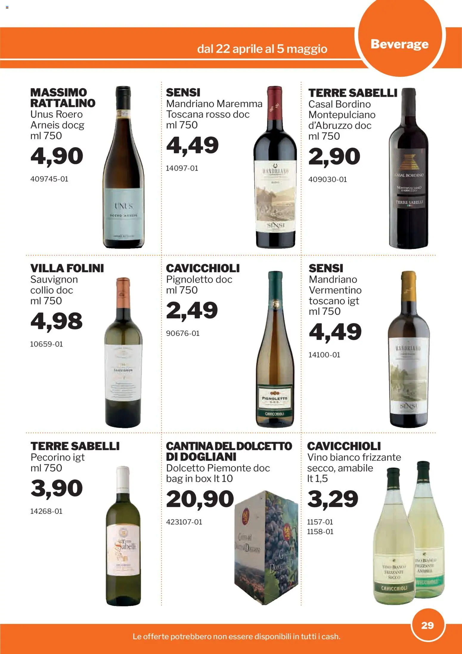 Volantino Sogegross del 22.04.2026 | Pagina: 29 | Prodotti: Vino, Pecorino, Vino bianco