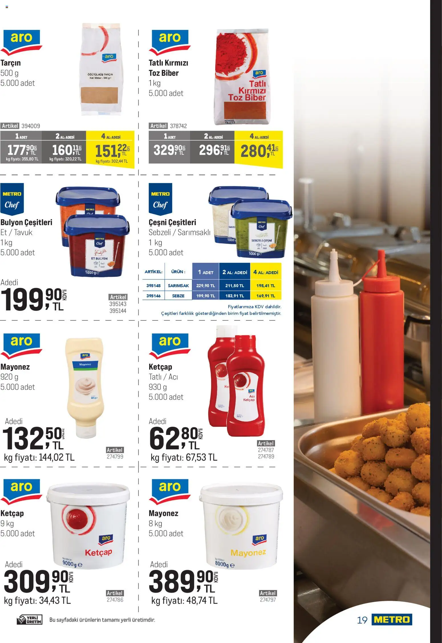 Metro - Şehir Otelleri - 22.04.2026 tarihinden itibaren geçerlidir | Sayfa: 19 | Ürünler: Ketçap, Sebze, Mayonez, Biber