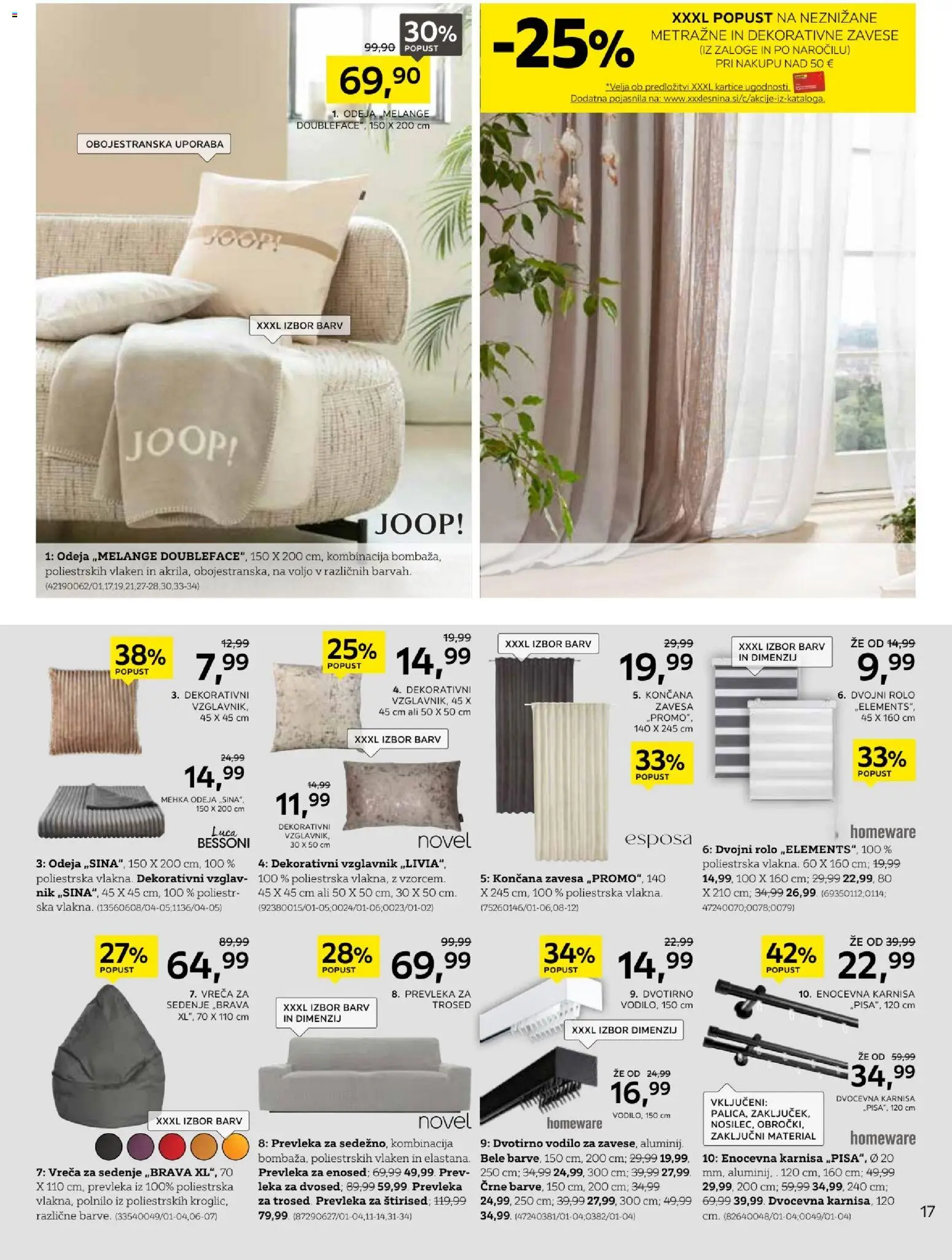 Novi XXXL Lesnina katalog ponudbe – veljaven od 19.01.2026 | Stran: 17 | Izdelki: Trosed, Zavese, Prevleka, Odeja