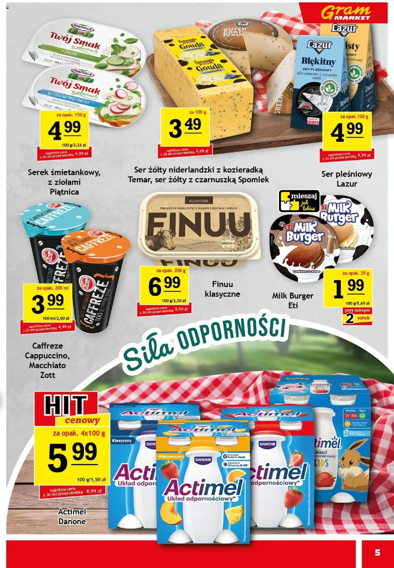 Gram Market Gazetka od 17.09.2025 | Strona: 5 | Produkty: Ser żółty, Cream cheese, Kakao, Ser pleśniowy lazur