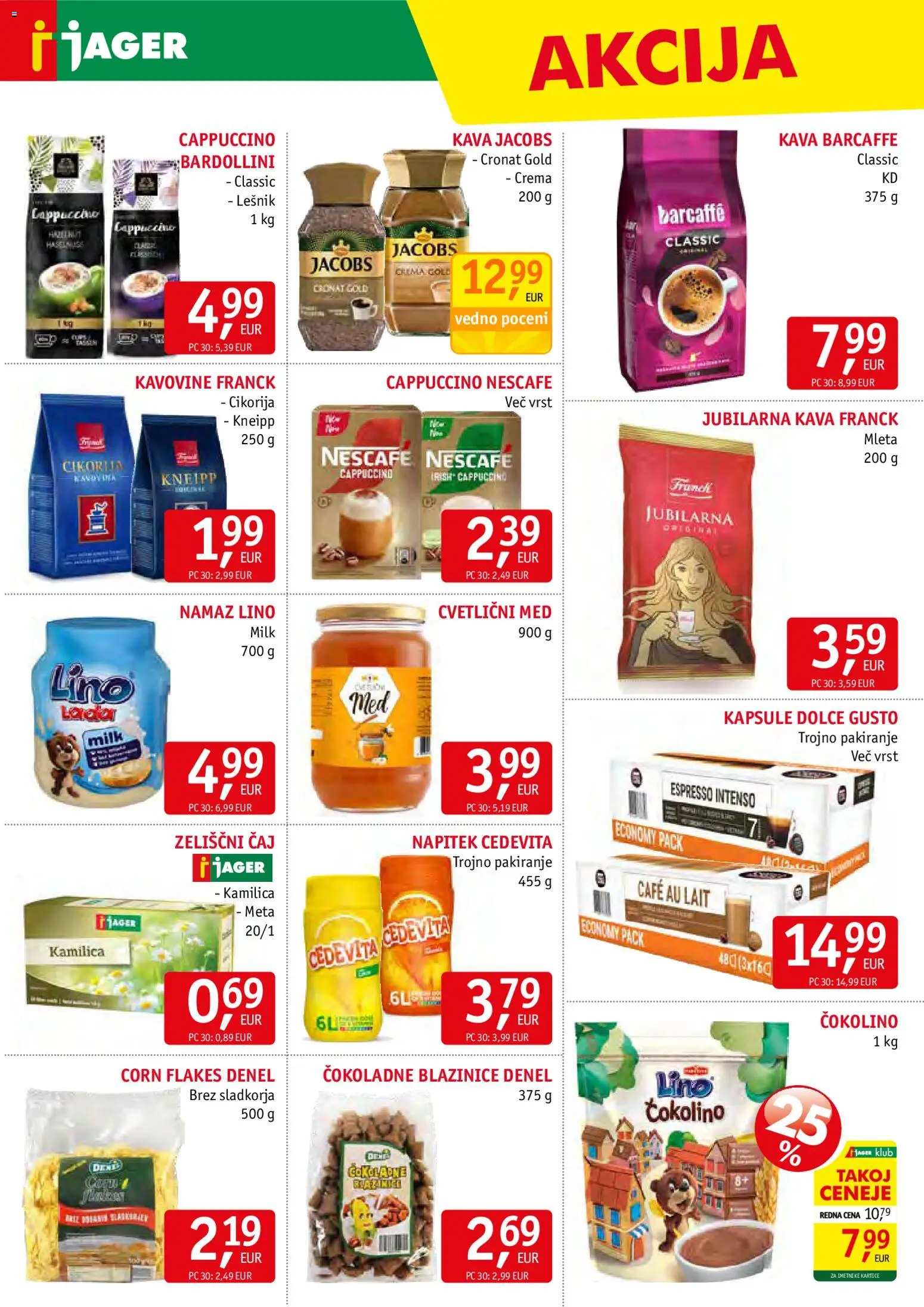 Novi Jager katalog ponudbe – veljaven od 29.10.2025 | Stran: 10 | Izdelki: Namaz, Čokolino, Kava, Caj