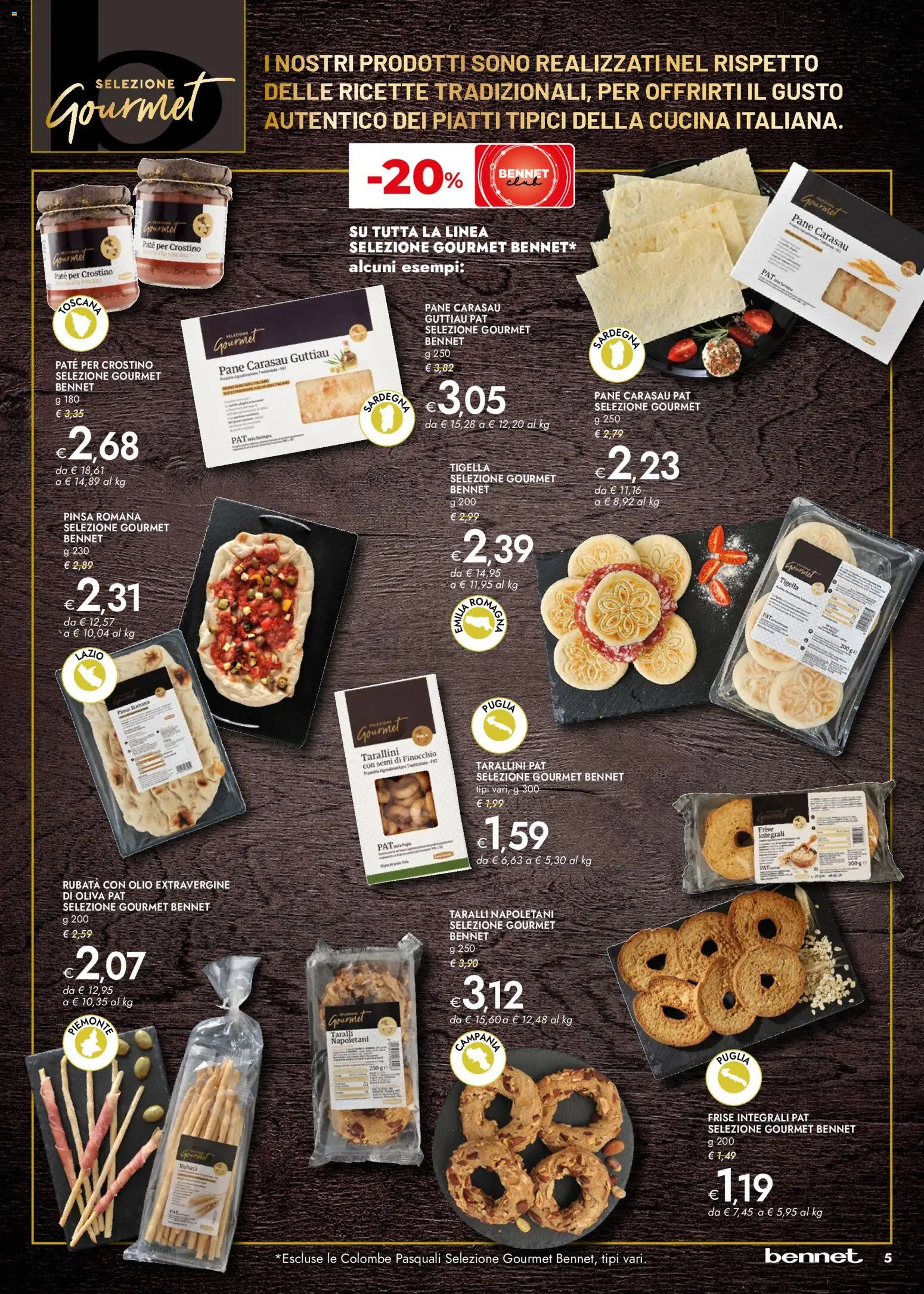 Volantino bennet volantino Gourmet del 19.03.2026 | Pagina: 5 | Prodotti: Paté, Pane, Olio, Taralli