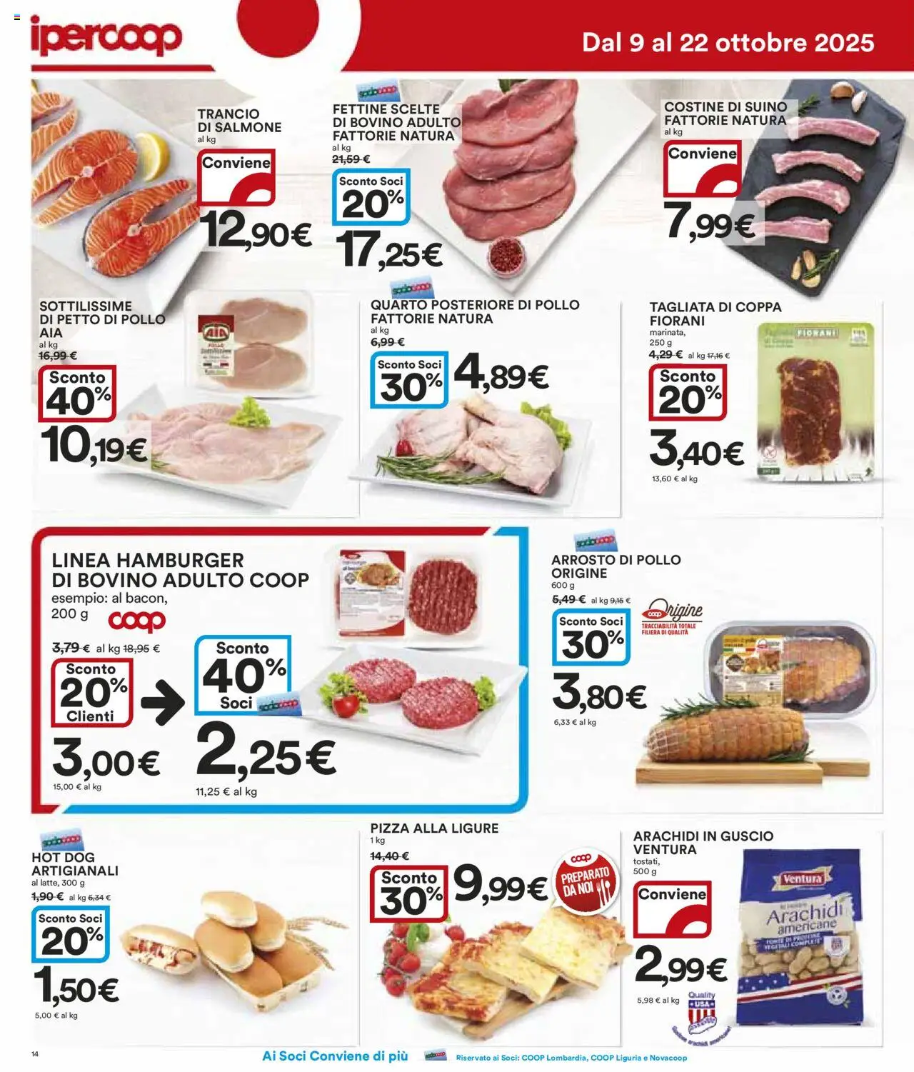 Volantino Ipercoop del 09.10.2025 | Pagina: 14 | Prodotti: Arrosto, Pollo, Suino, Hamburger