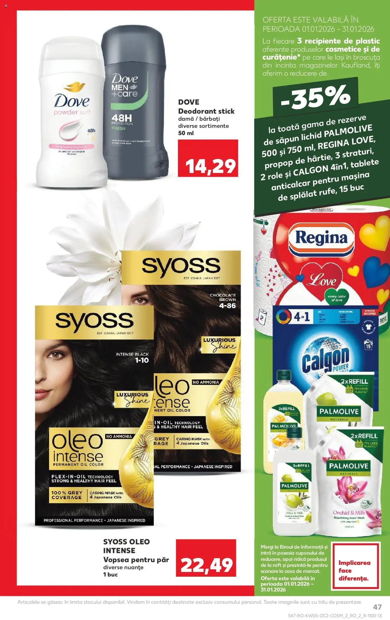Noul catalog Kaufland – valabil de la 28.01.2026 | Pagină: 47 | Produse: Vopsea, Role, Recipiente, Săpun lichid
