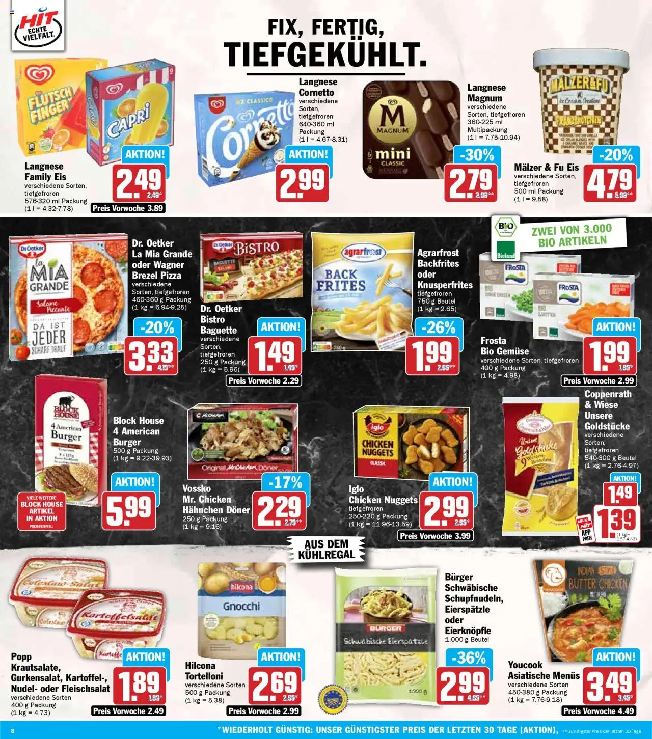 HIT Prospekt 	 - gültig ab dem 07.07.2025 | Seite: 8 | Produkte: Frosta, Gemüse, Pizza, Salat