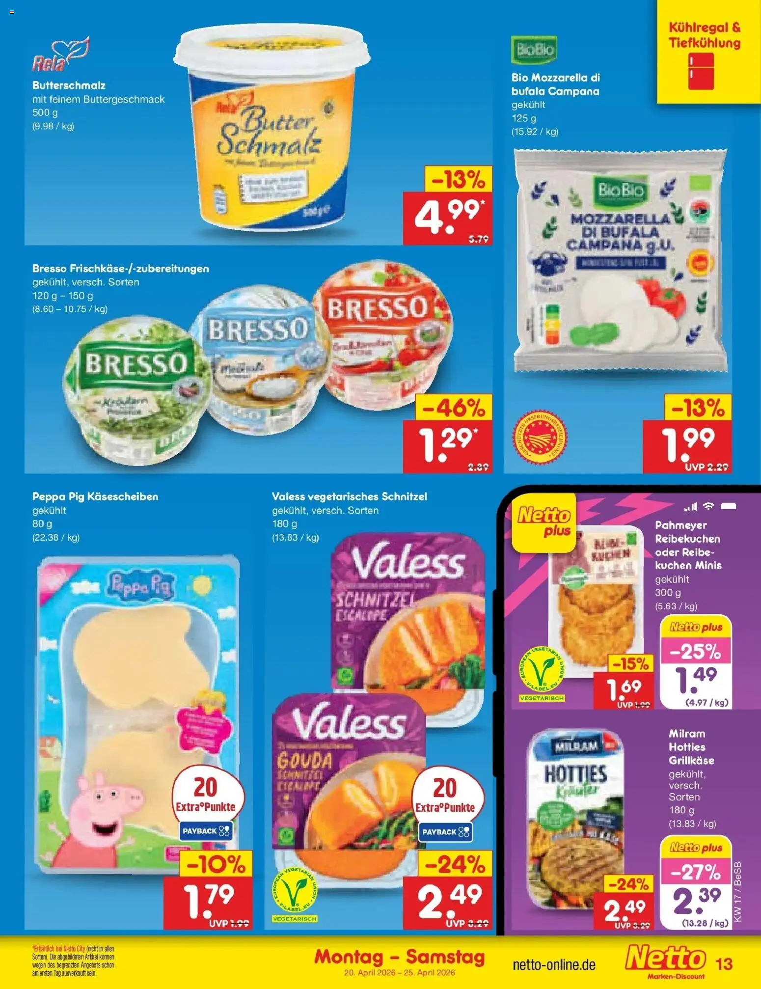 Netto Marken-Discount Prospekt Kremmen	 – gültig ab 20.04.2026 | Seite: 15 | Produkte: Butterschmalz, Butter, Mozzarella, Milram