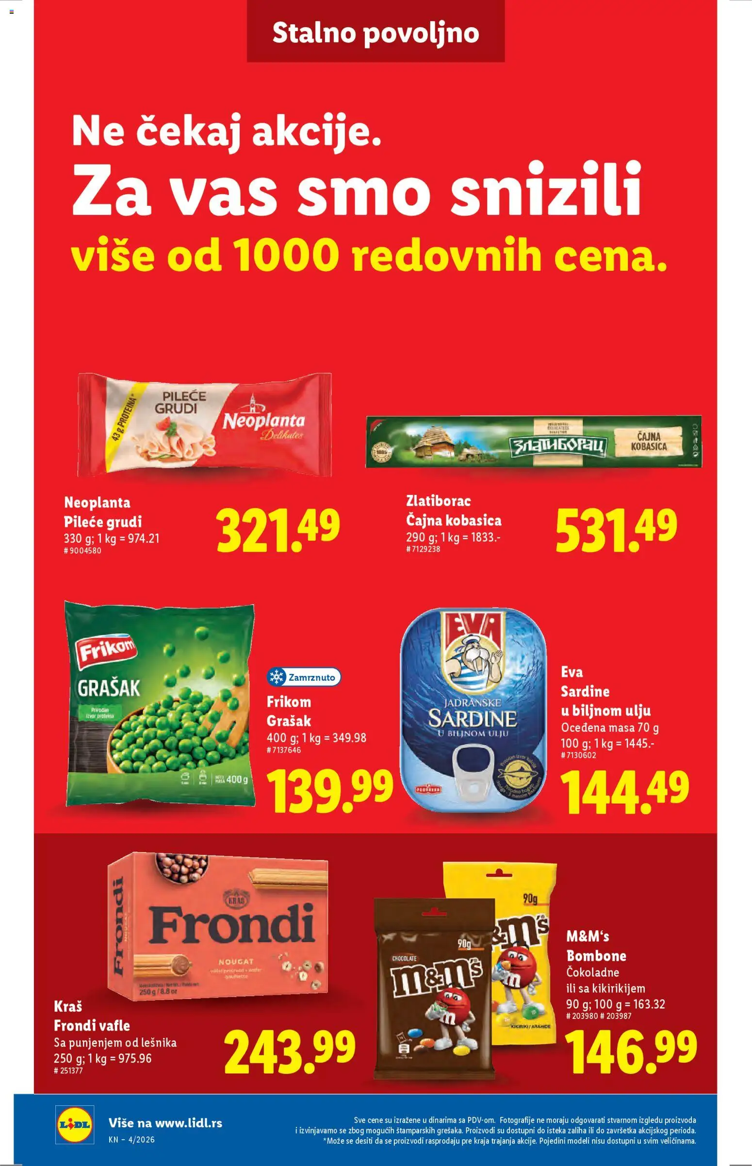 Lidl katalog - važi od 22.01.2026 | Strana: 32 | Proizvode: Bombone, Pileće grudi, Grašak, Kobasica