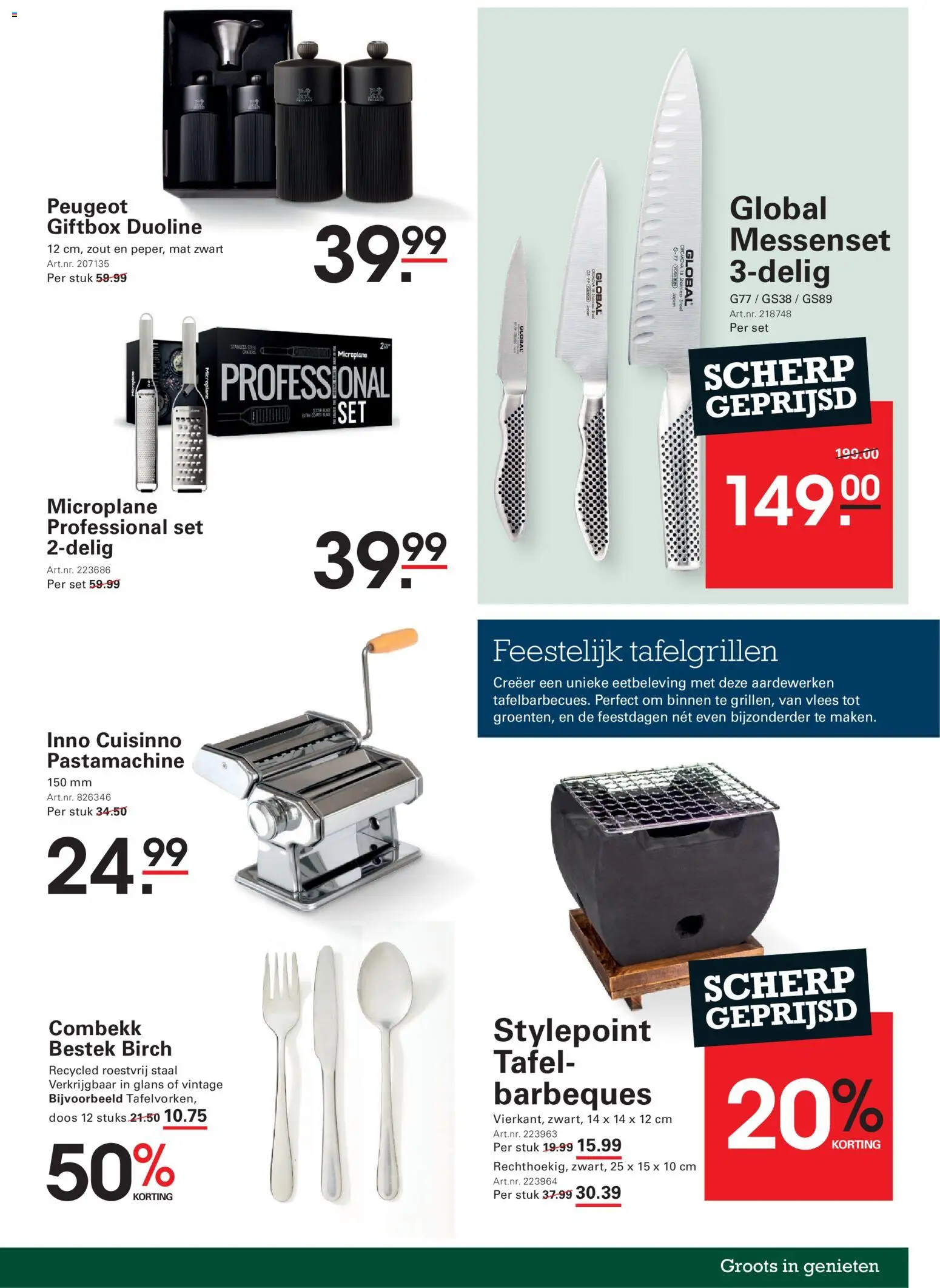 {H1} | Pagina: 3 | Producten: Kisperec, Messenset, Tafel