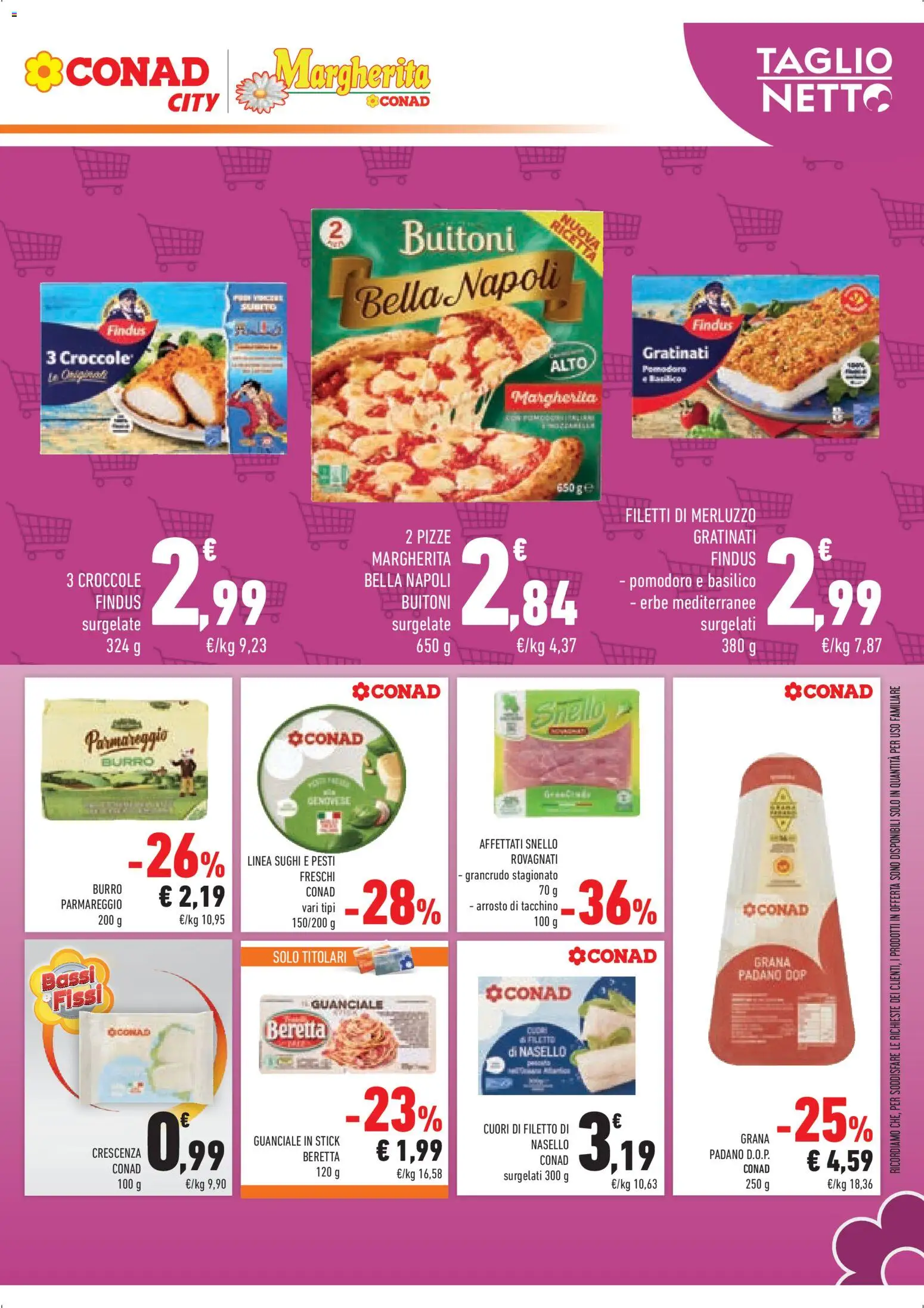 Volantino Conad del 14.01.2026 | Pagina: 3 | Prodotti: Pizza, Tacchino, Grana Padano, Crescenza