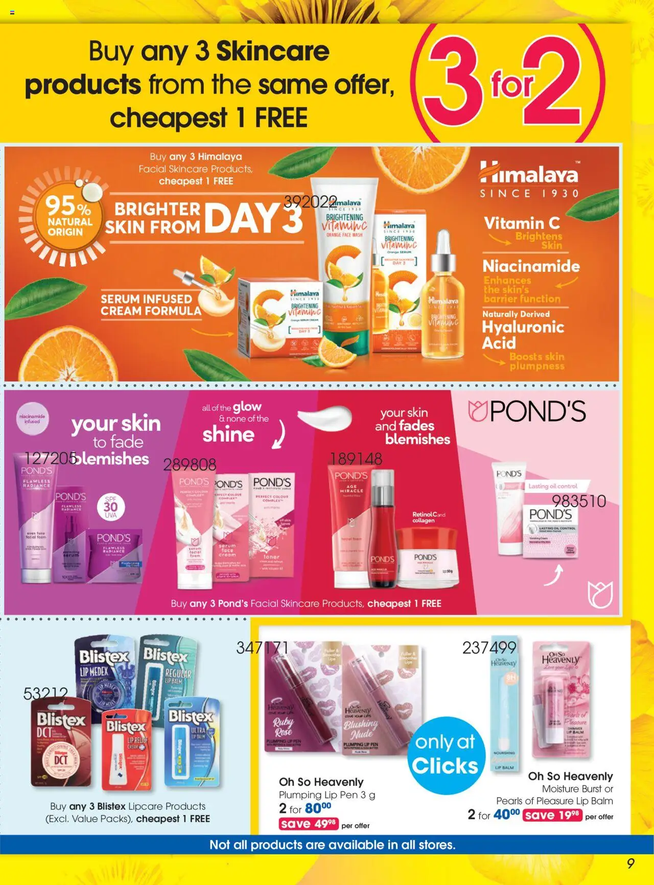 New Clicks catalogue – valid from 23.09.2025 | Page: 9 | Products: Toner, Pen, Cream, Lip balm