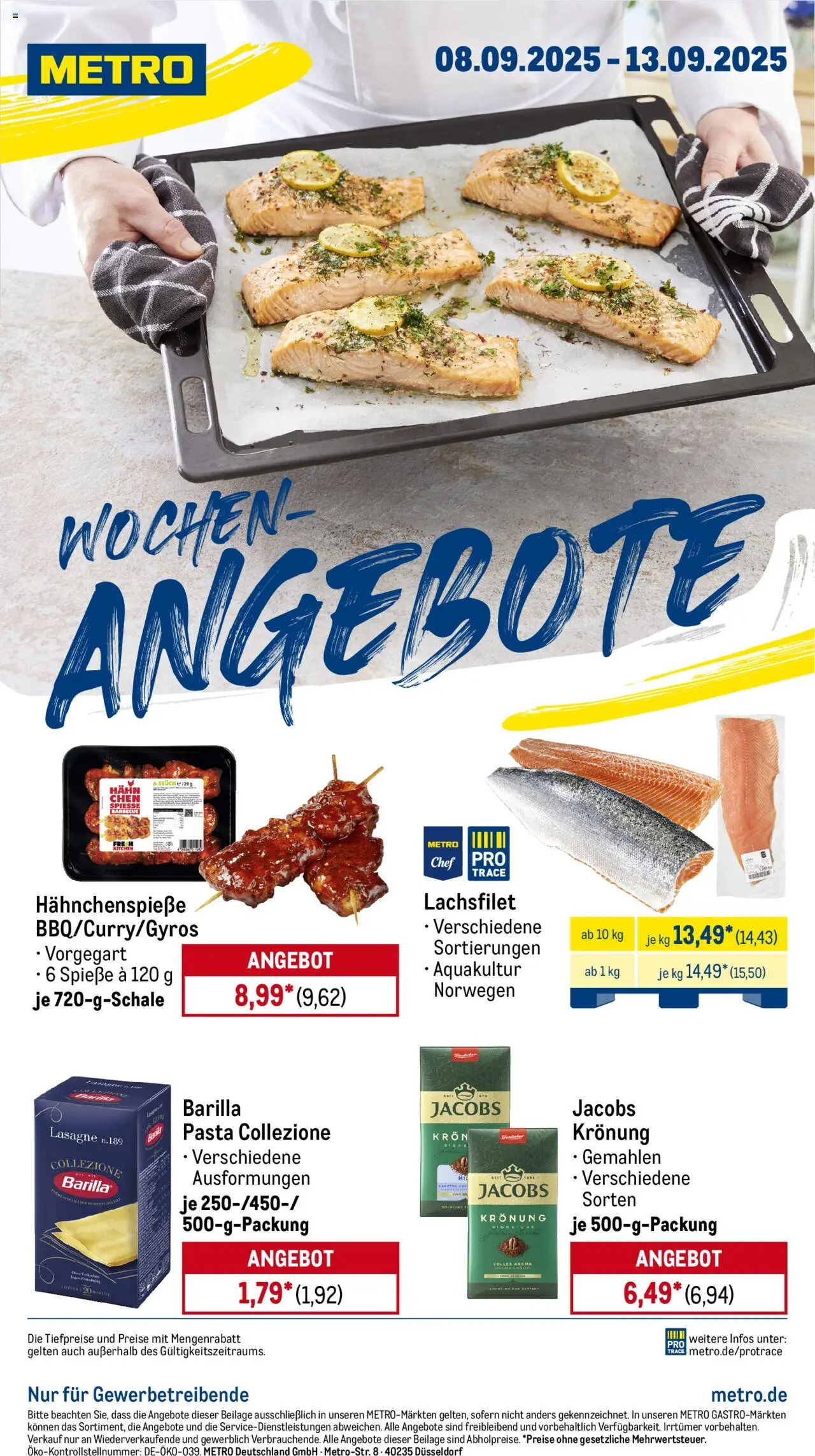 Metro Prospekt 	 – gültig ab 08.09.2025 | Seite: 1 | Produkte: Barilla, Spieße, Pasta