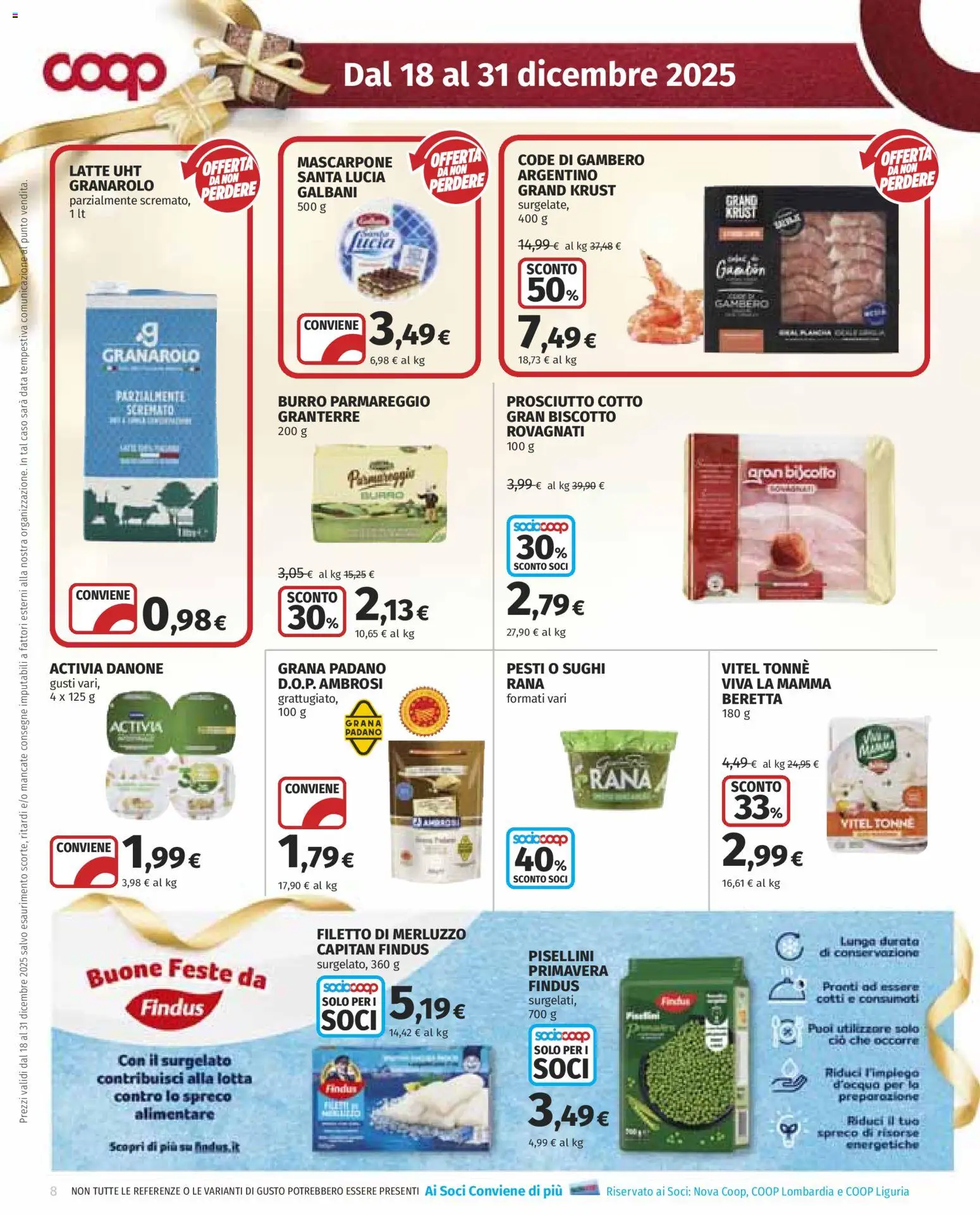 Volantino COOP del 18.12.2025 | Pagina: 8 | Prodotti: Merluzzo, Burro, Data, Grana Padano