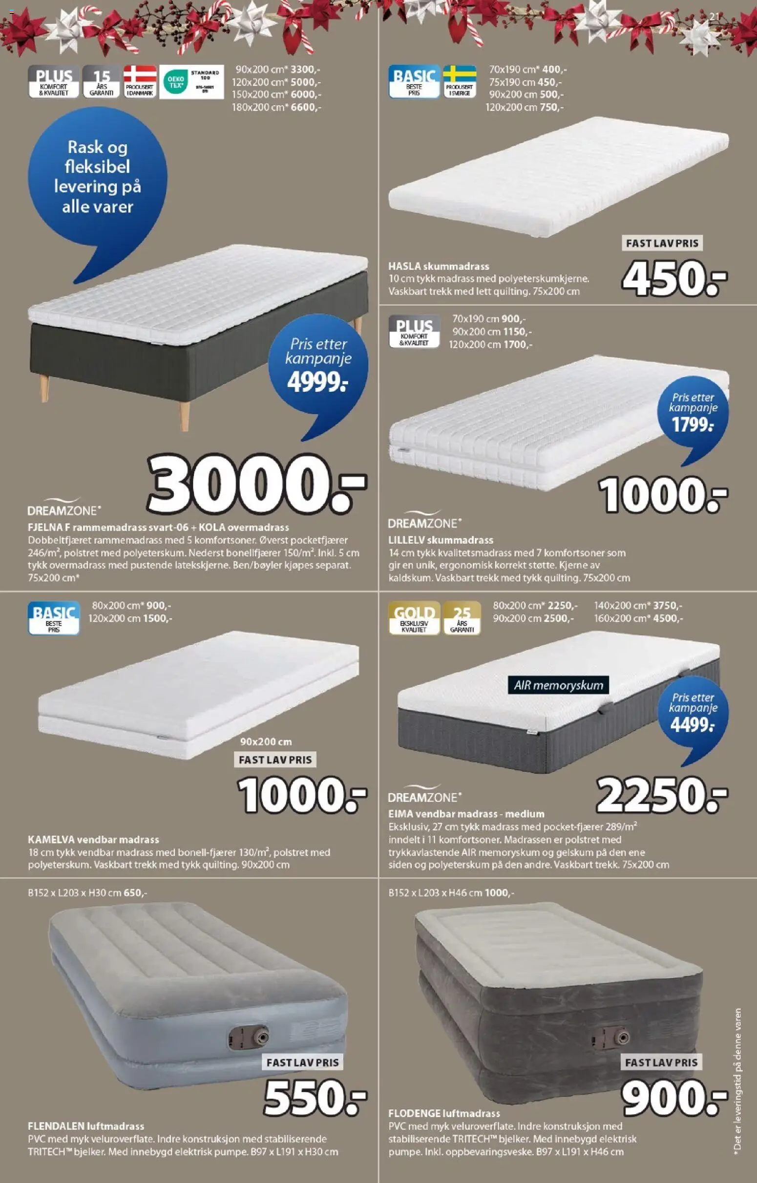 {H1} | Side: 21 | Produkter: Overmadrass, Rammemadrass, Madrass, Luftmadrass