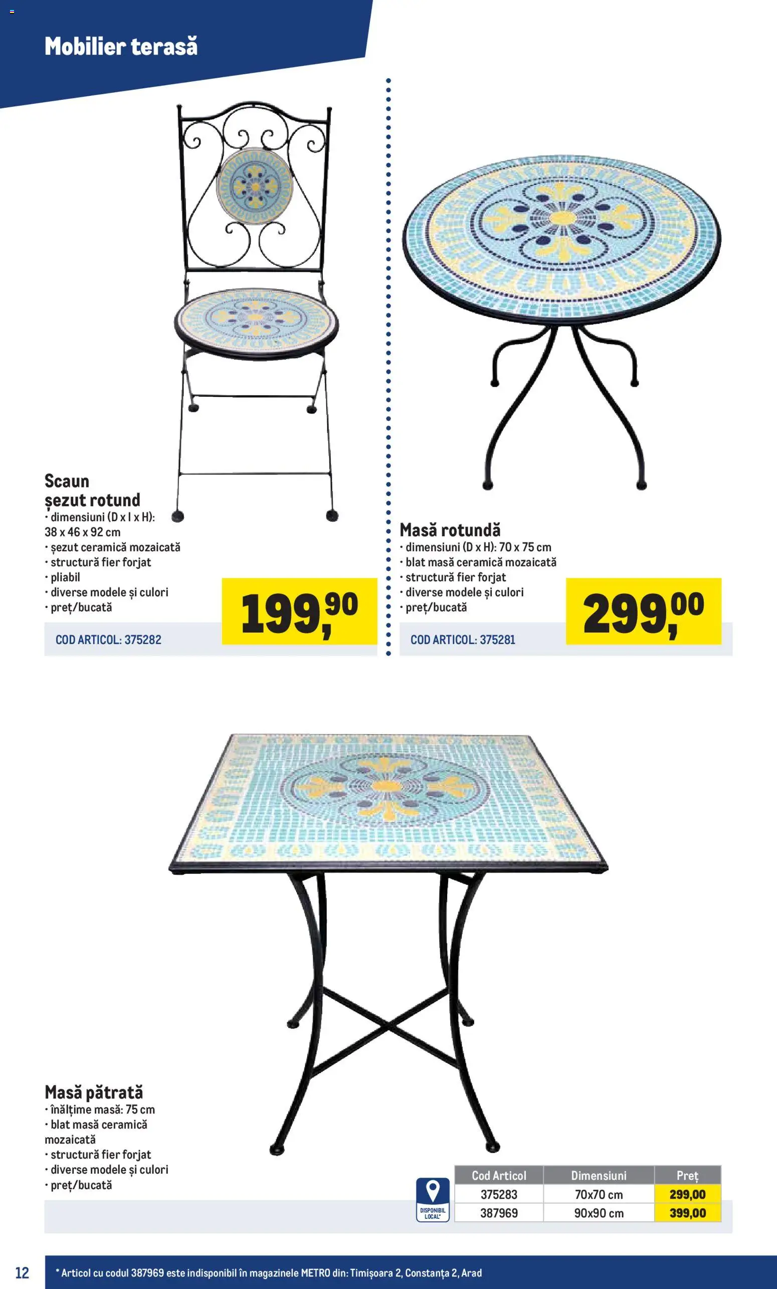 Noul catalog Metro – valabil de la 16.03.2026 | Pagină: 12 | Produse: Masă, Scaun