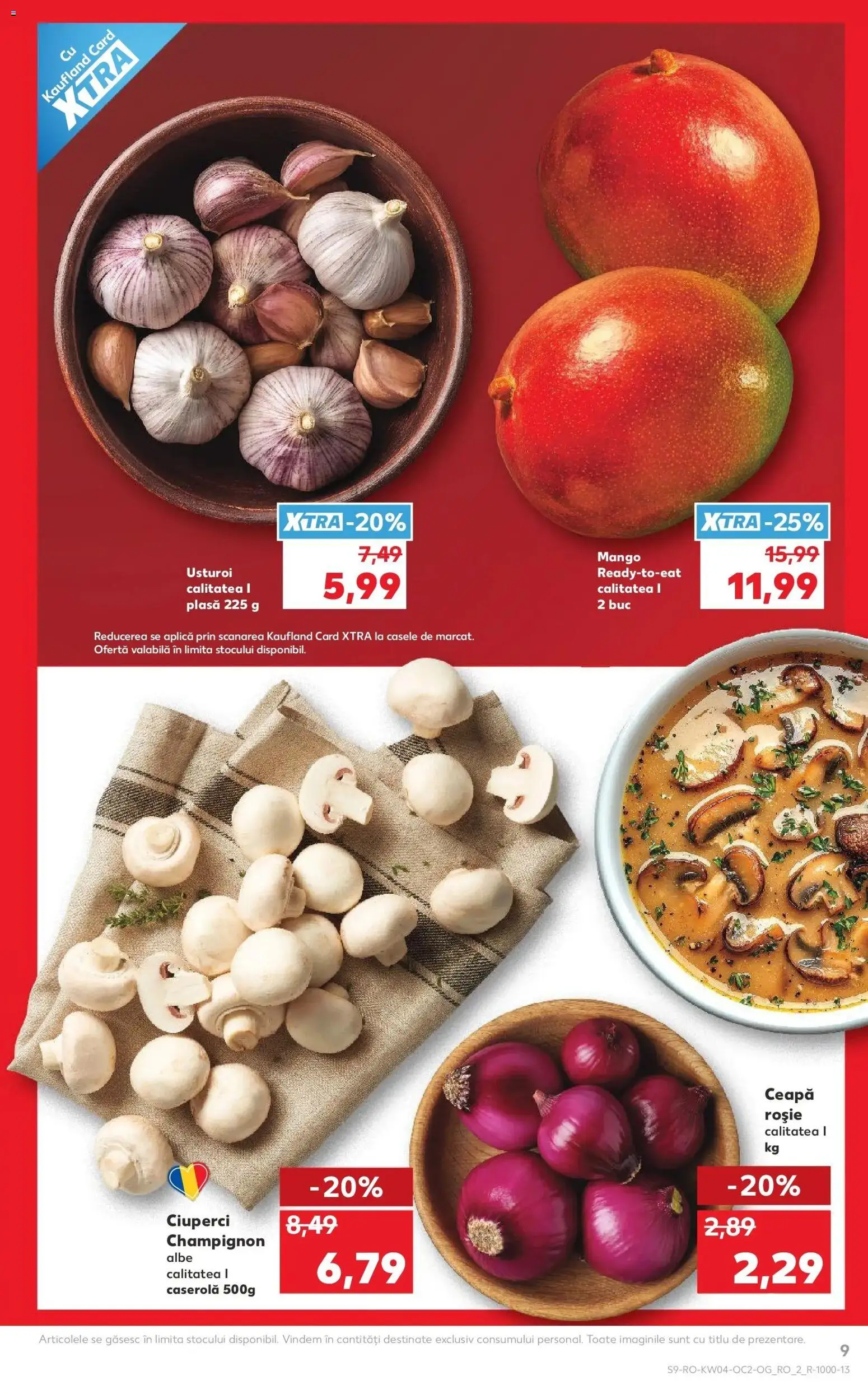 Noul catalog Kaufland – valabil de la 21.01.2026 | Pagină: 9 | Produse: Ciuperci, Ceapă, Mango, Usturoi