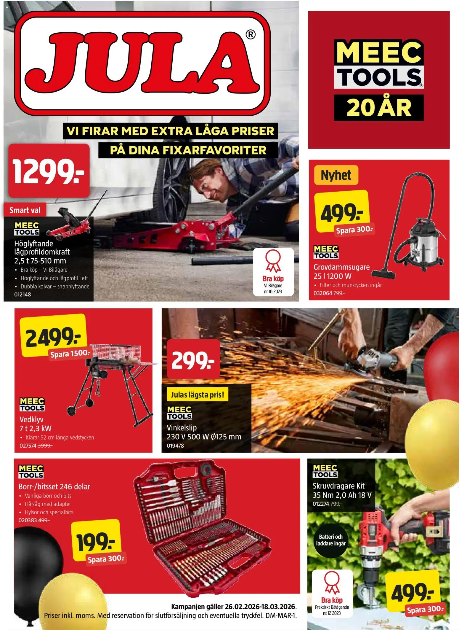 Jula reklamblad aktuell från 26.02.2026 | Sida: 1 | Produkter: Skruvdragare, Borr, Galler, Batteri
