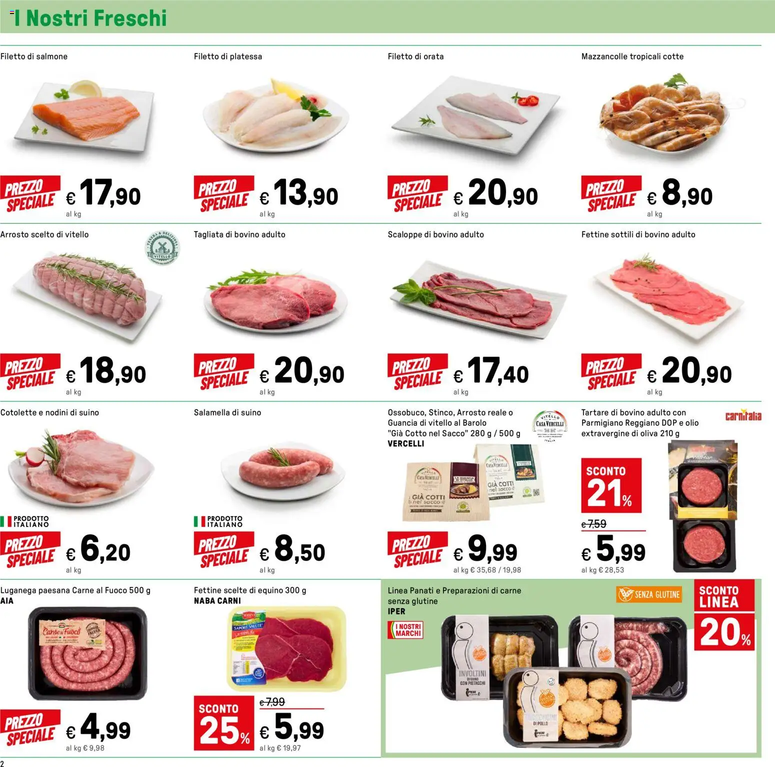 Volantino Iper del 24.10.2025 | Pagina: 2 | Prodotti: Bovino, Arrosto, Salmone, Pistacchi