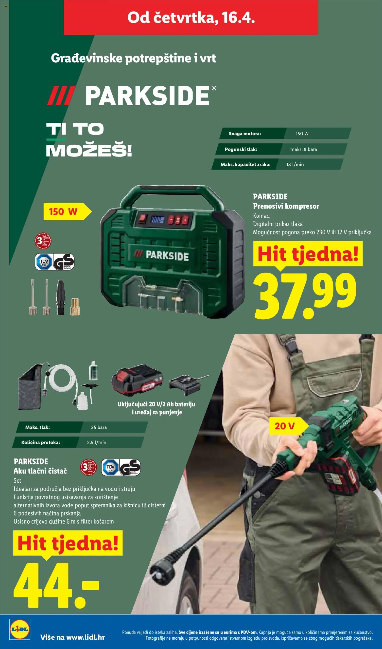 Lidl katalog | vrijedi od 13.04.2026 | Stranica: 36 | Proizvodi: Kompresor, Parkside
