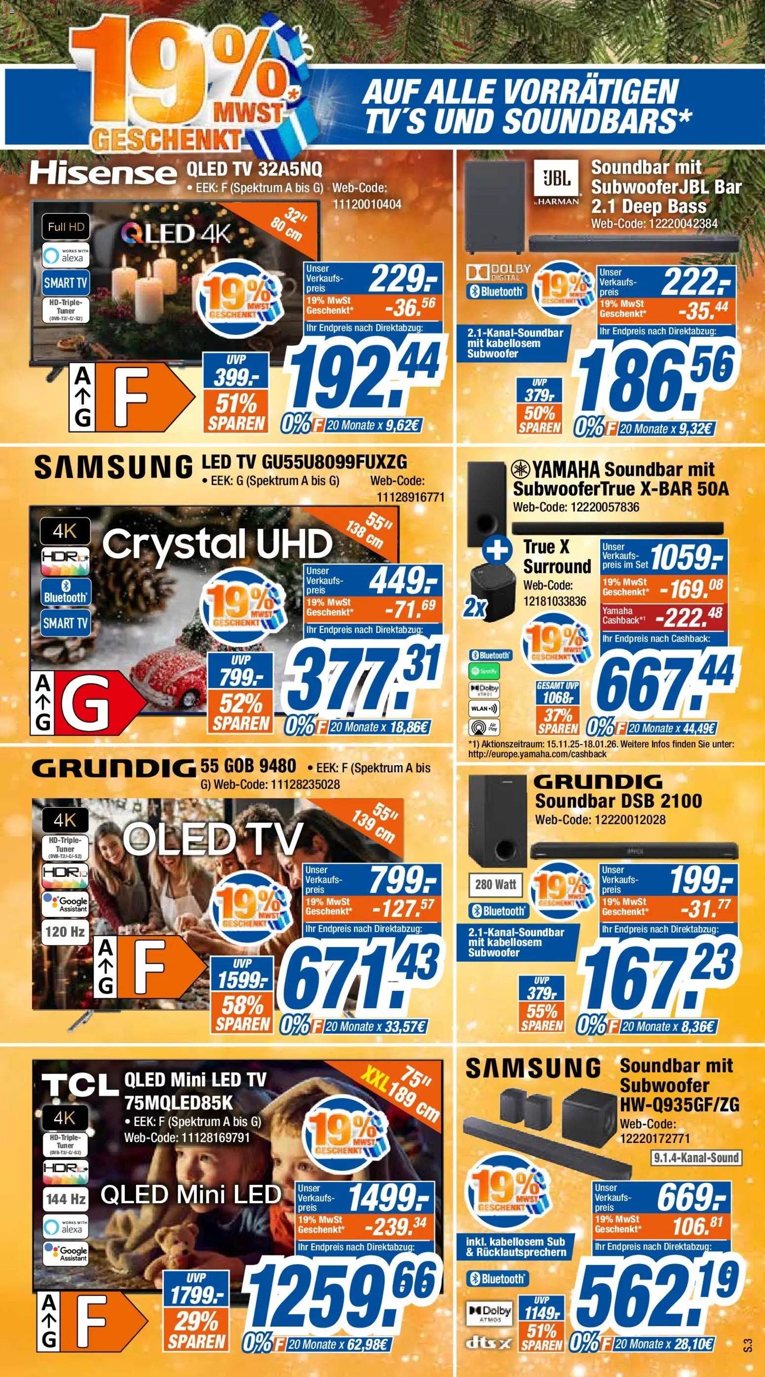 Expert Prospekt 	 – gültig ab 20.12.2025 | Seite: 3 | Produkte: Hisense, Samsung, Smart TV, Soundbar