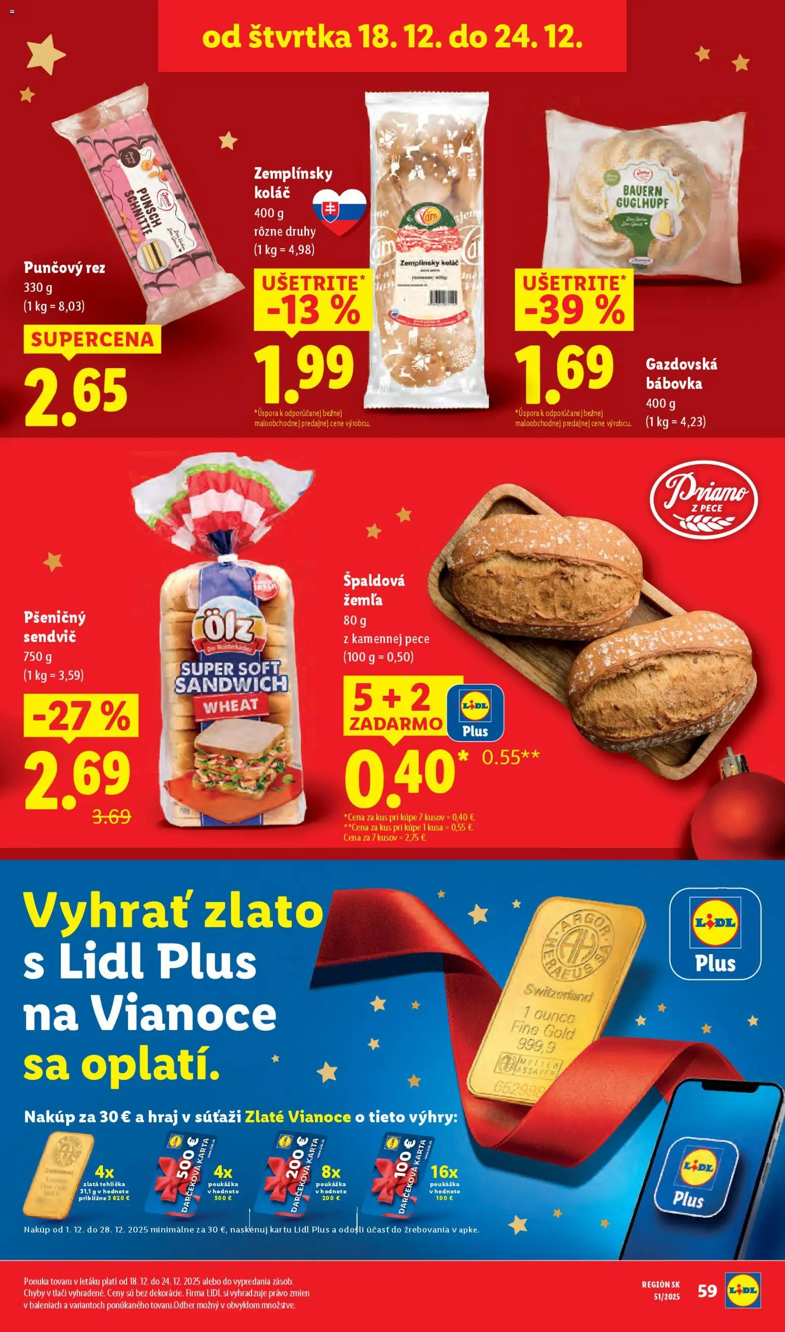 Nové Lidl akcie – leták je platný od 18.12.2025 | Strana: 15 | Produkty: Koláč, Sendvič