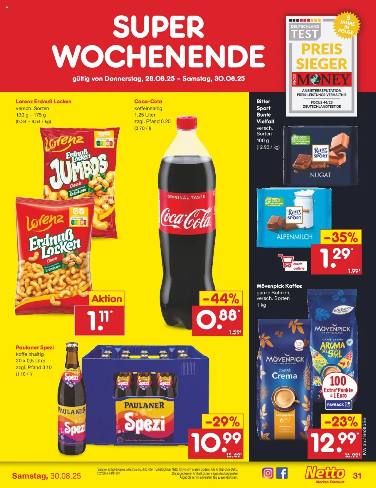 Netto Marken-Discount Prospekt 	 - gültig ab dem 25.08.2025 | Seite: 47 | Produkte: Kaffee, Ritter sport, Movenpick kaffee, Paulaner