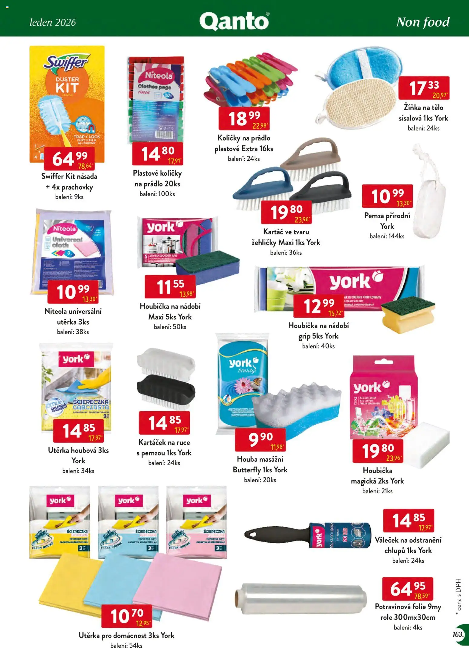 Astur & Qanto leták - Velkoobchod 01/2026 od 01.01.2026 | Strana: 163 | Produkty: Houbička, Nádobí, Kolíčky, Swiffer