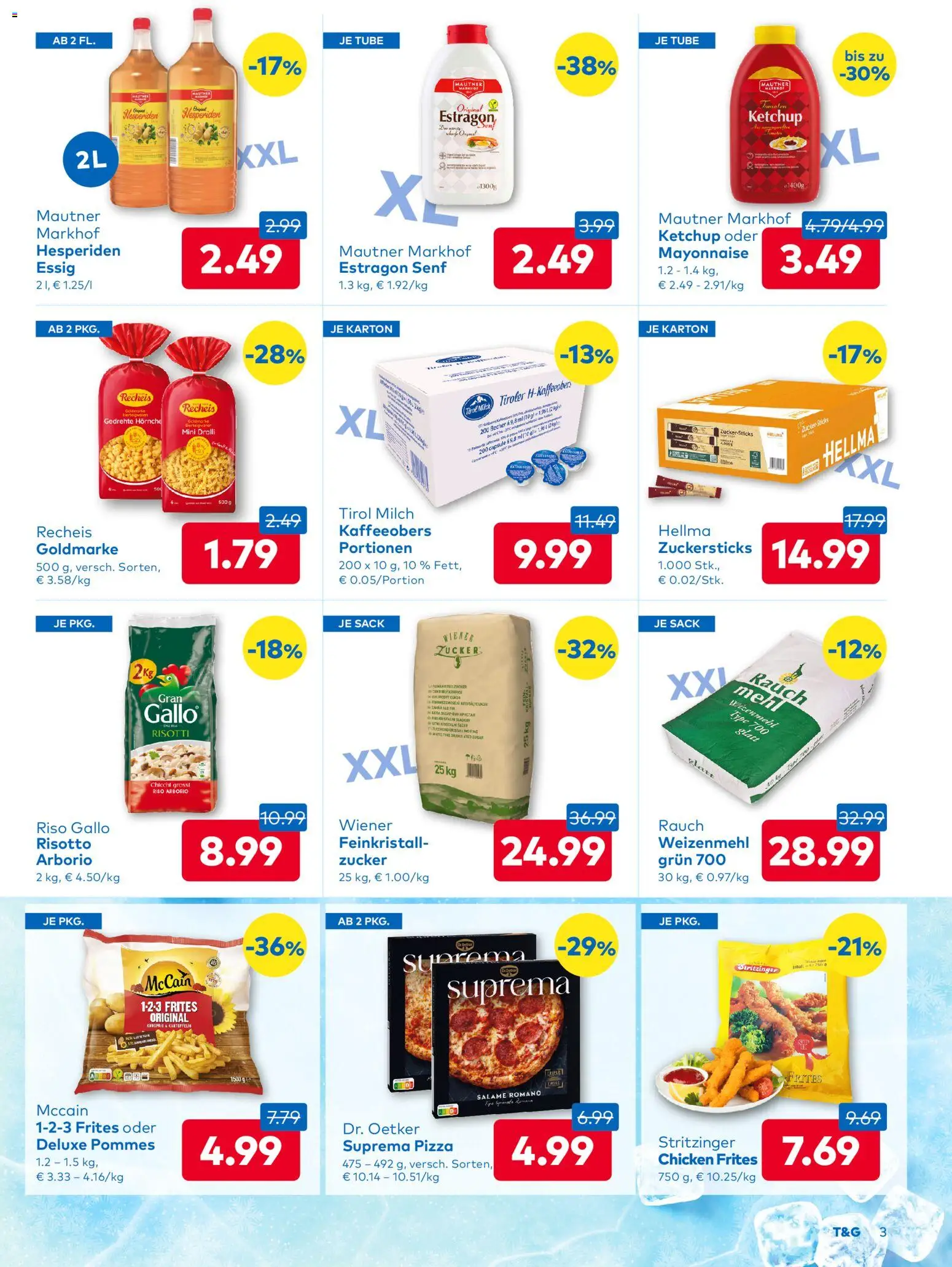 T&G - Steiermark gültig ab 20.11.2025 | Seite: 3 | Produkte: Ketchup, Mayonnaise, Zucker, Pizza