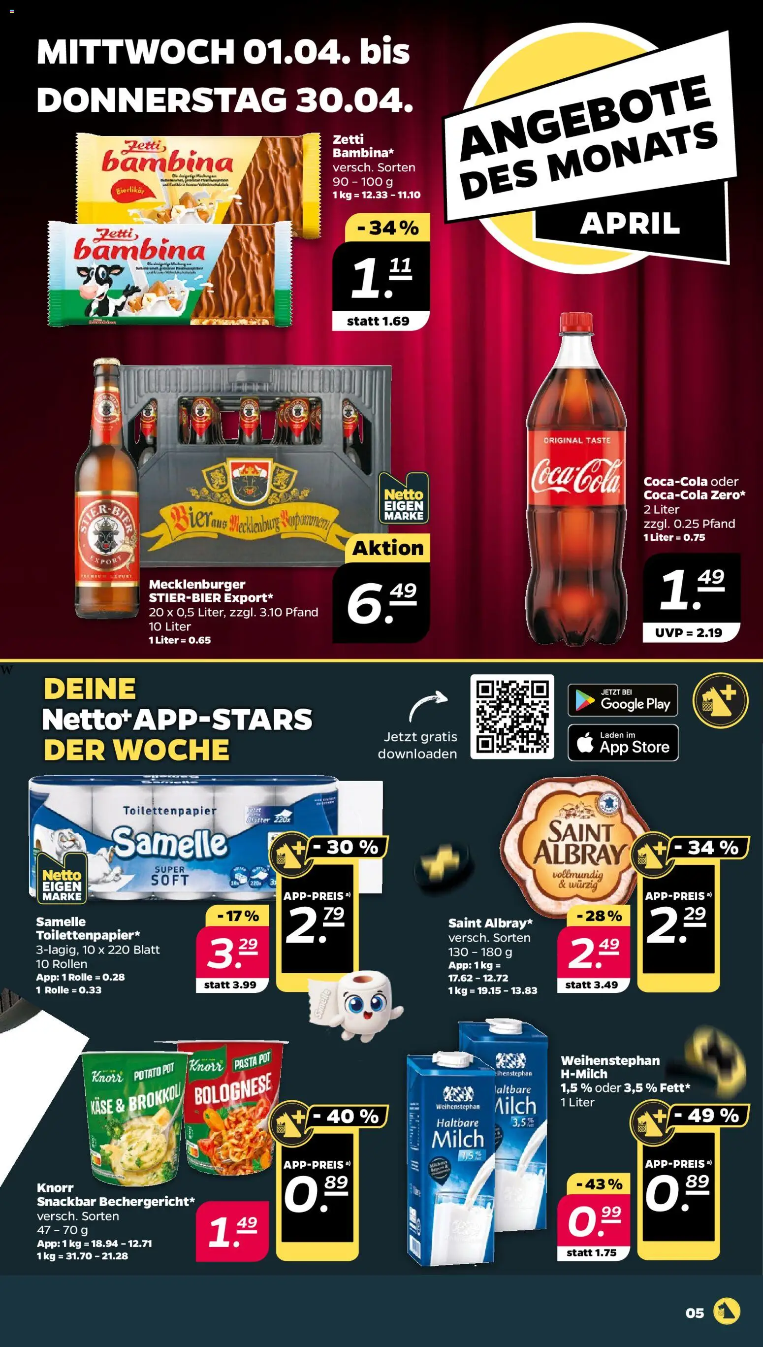 Netto Prospekt 	 – gültig ab 30.03.2026 | Seite: 5 | Produkte: Knorr, Brokkoli, Pasta, Toilettenpapier