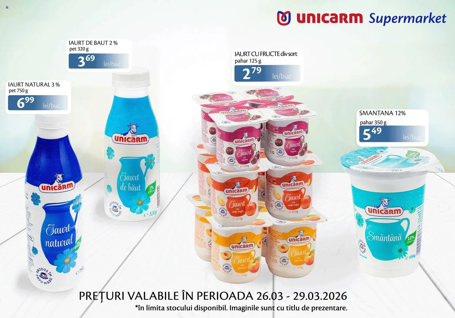 Noul catalog Unicarm – valabil de la 26.03.2026 | Pagină: 2 | Produse: Șort, Iaurt, Smântână, Fructe