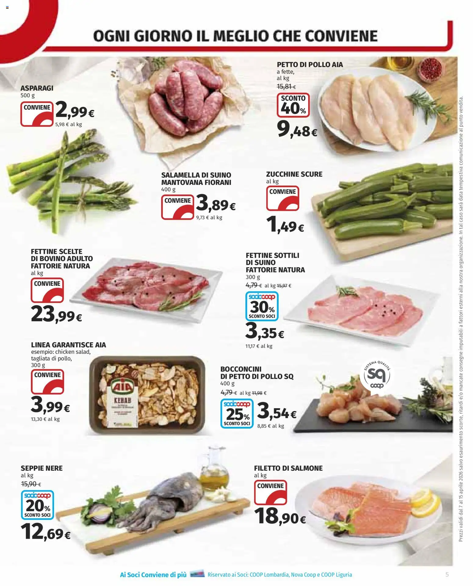 Volantino COOP del 07.04.2026 | Pagina: 5 | Prodotti: Bovino, Petto di Pollo, Salamella, Suino