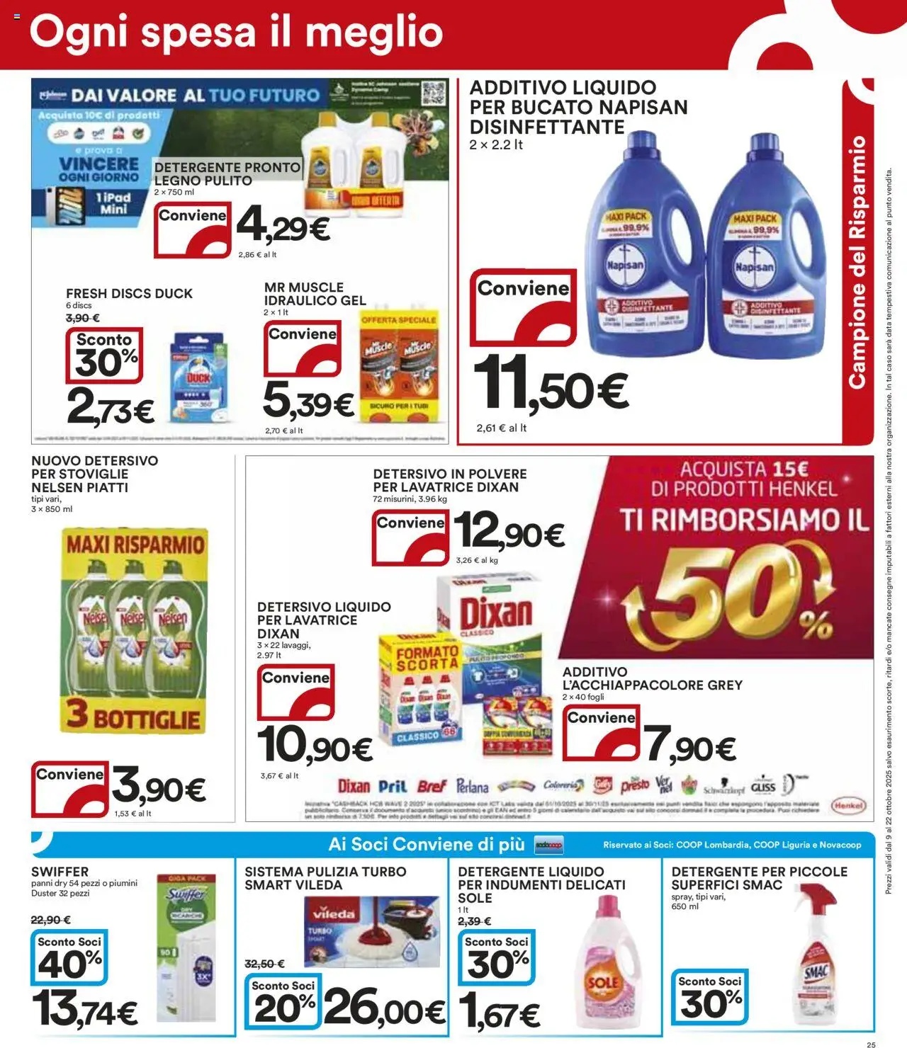Volantino Ipercoop del 09.10.2025 | Pagina: 25 | Prodotti: Detergente, Lavatrice, Data, Ipad