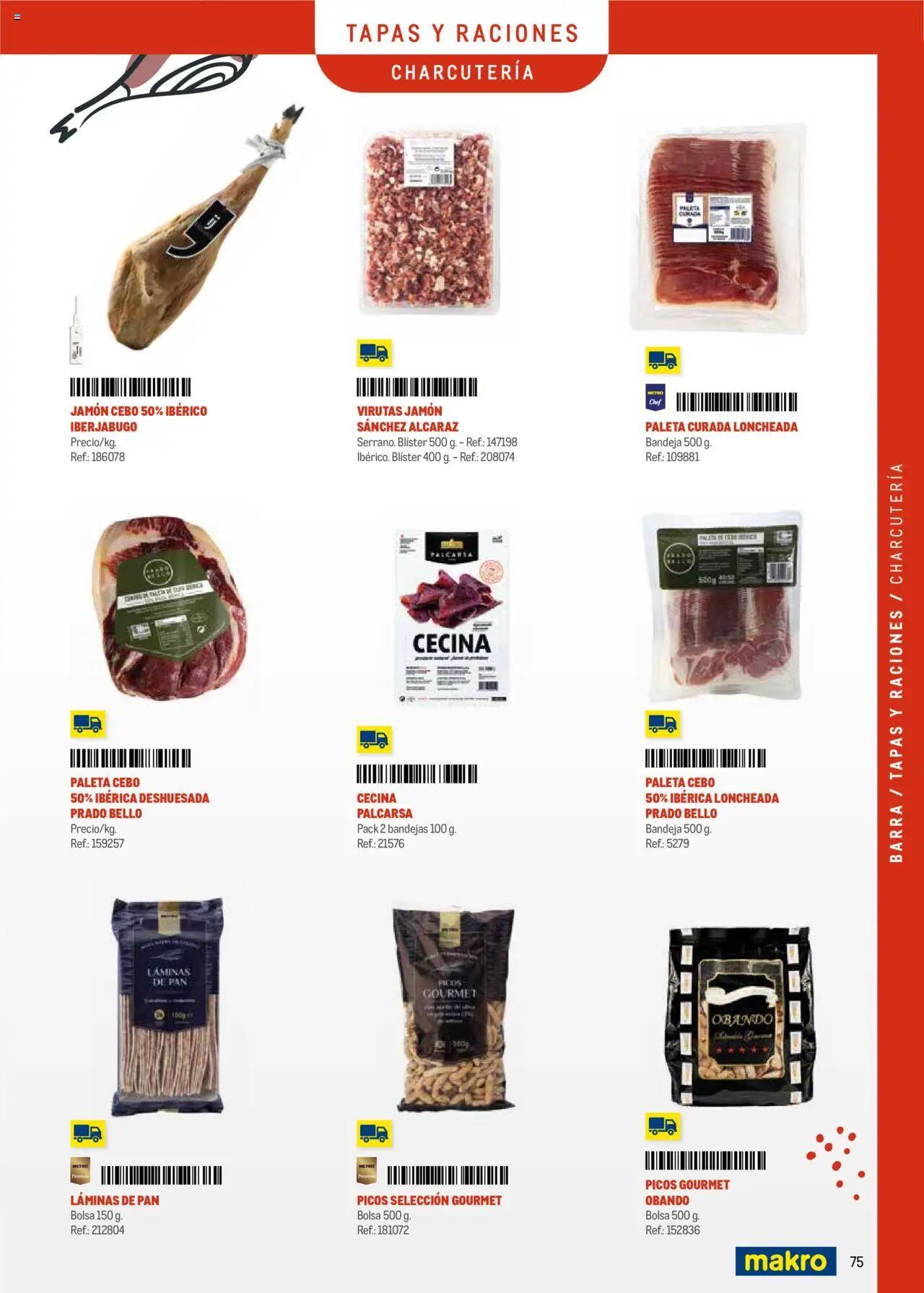 Makro - Menú y Barra Península │ válido desde el 08.09.2025 | Página: 75 | Productos: Pan, Jamón, Bolsa, Bandeja