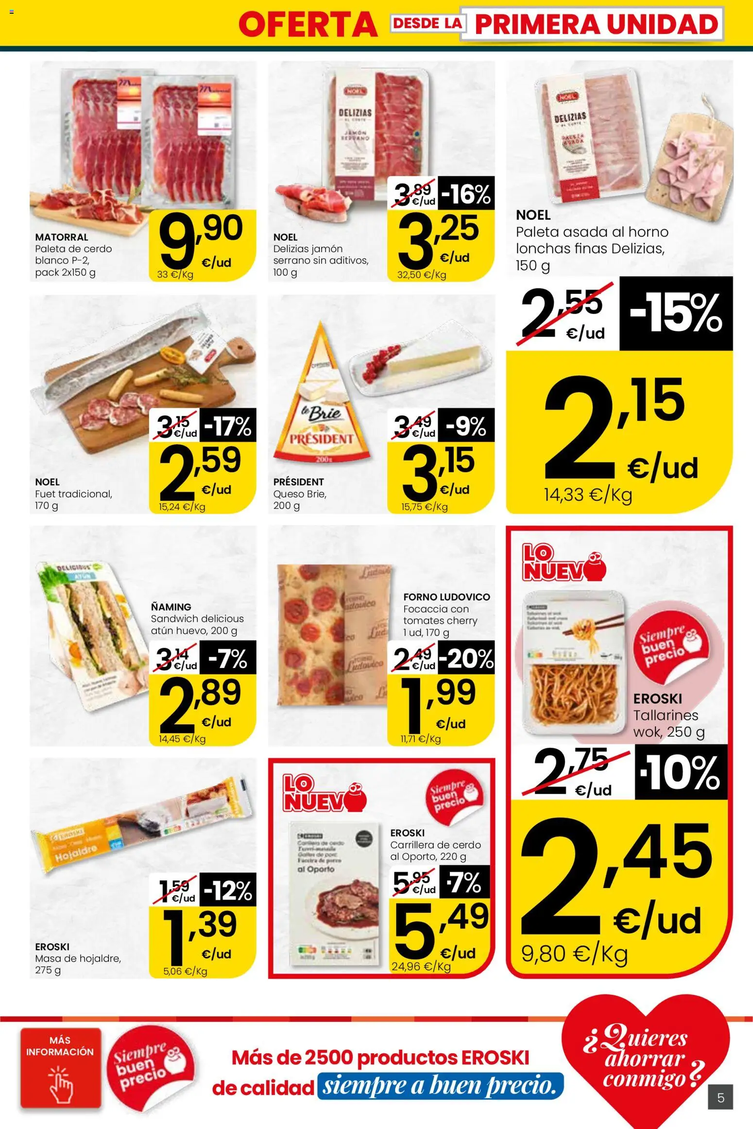 Eroski Quieres ahorrar conmigo City │ válido desde el 16.04.2026 | Página: 5 | Productos: Jamón serrano, Jamón, Cerdo, Horno