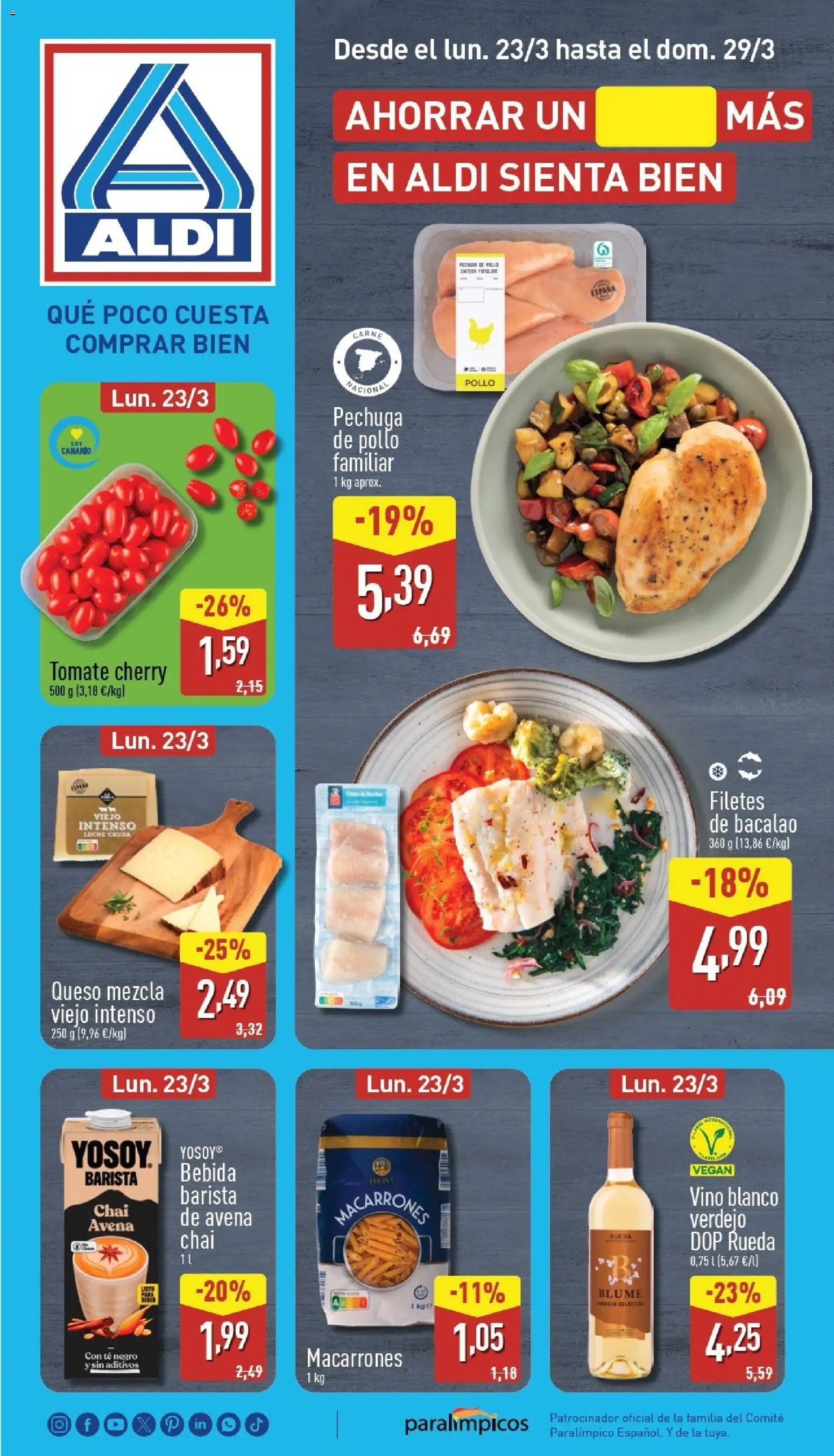 Aldi folleto Canarias │ válido desde el 23.03.2026 | Página: 1 | Productos: Leche, Queso, Vino, Té