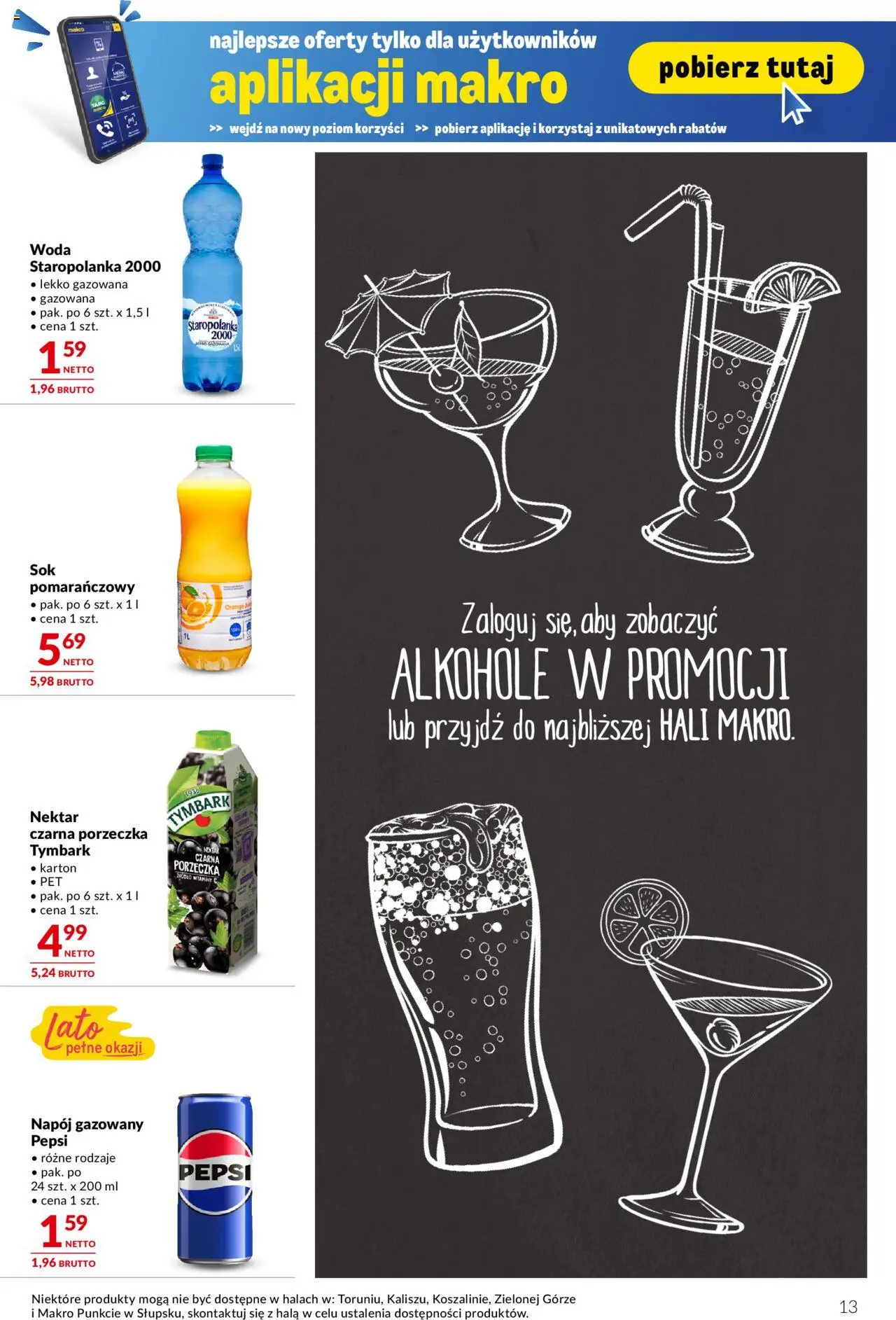 Makro Gazetka - Oferta dla gastronomii od 27.05.2025 | Strona: 13 | Produkty: Sok pomarańczowy, Pepsi, Sok, Woda
