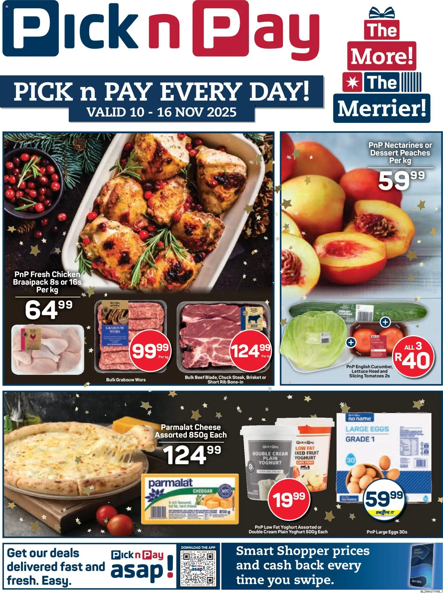 New Pick n Pay catalogue – valid from 10.11.2025 | Page: 1 | Products: Yoghurt, Eggs, Chicken, Beef