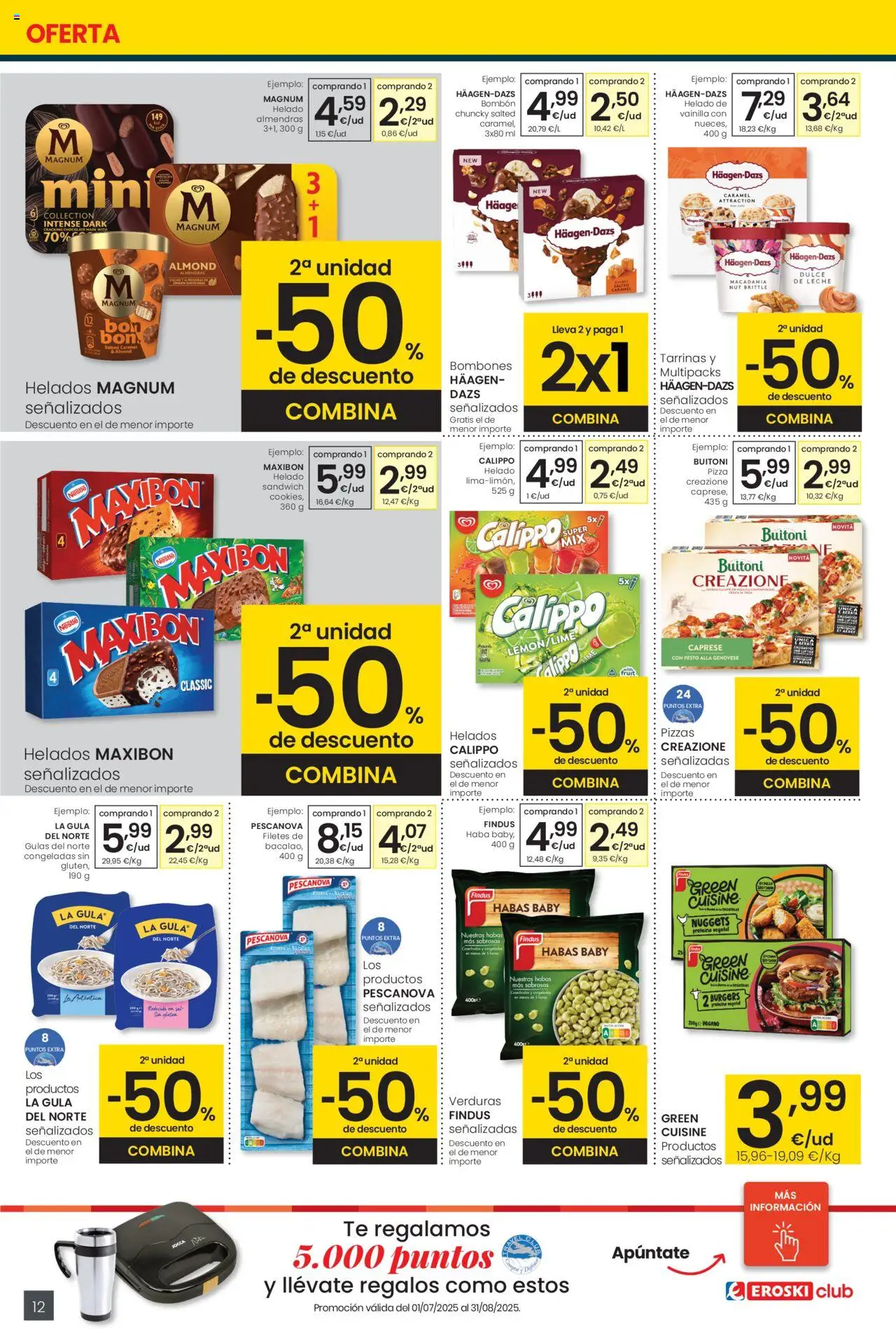 Eroski - Center │ válido desde el 31.07.2025 | Página: 12 | Productos: Helado bombón, Chocolate, Té, Nuggets