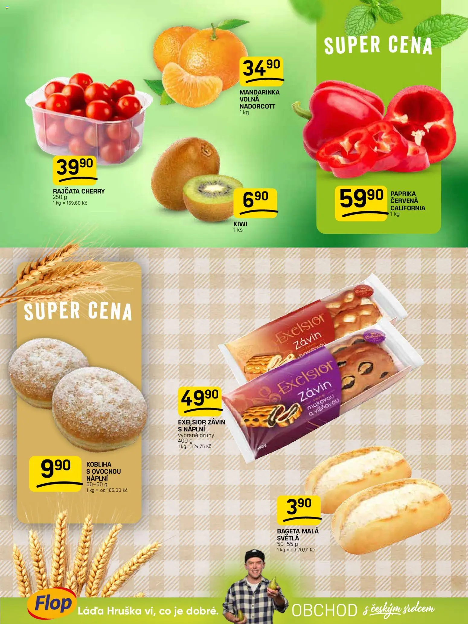 Flop leták od 22.04.2026 | Strana: 3 | Produkty: Rajčata, Kiwi, Paprika, Bageta