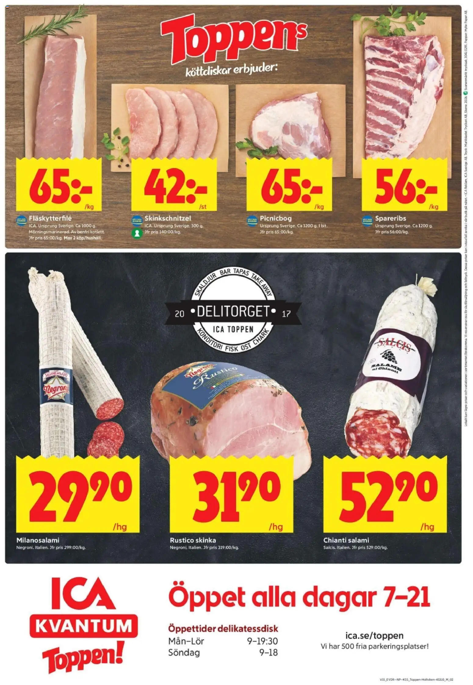 ICA Kvantum reklamblad aktuell från 06.04.2026 | Sida: 8 | Produkter: Ost, Salami, Skinka, Papper