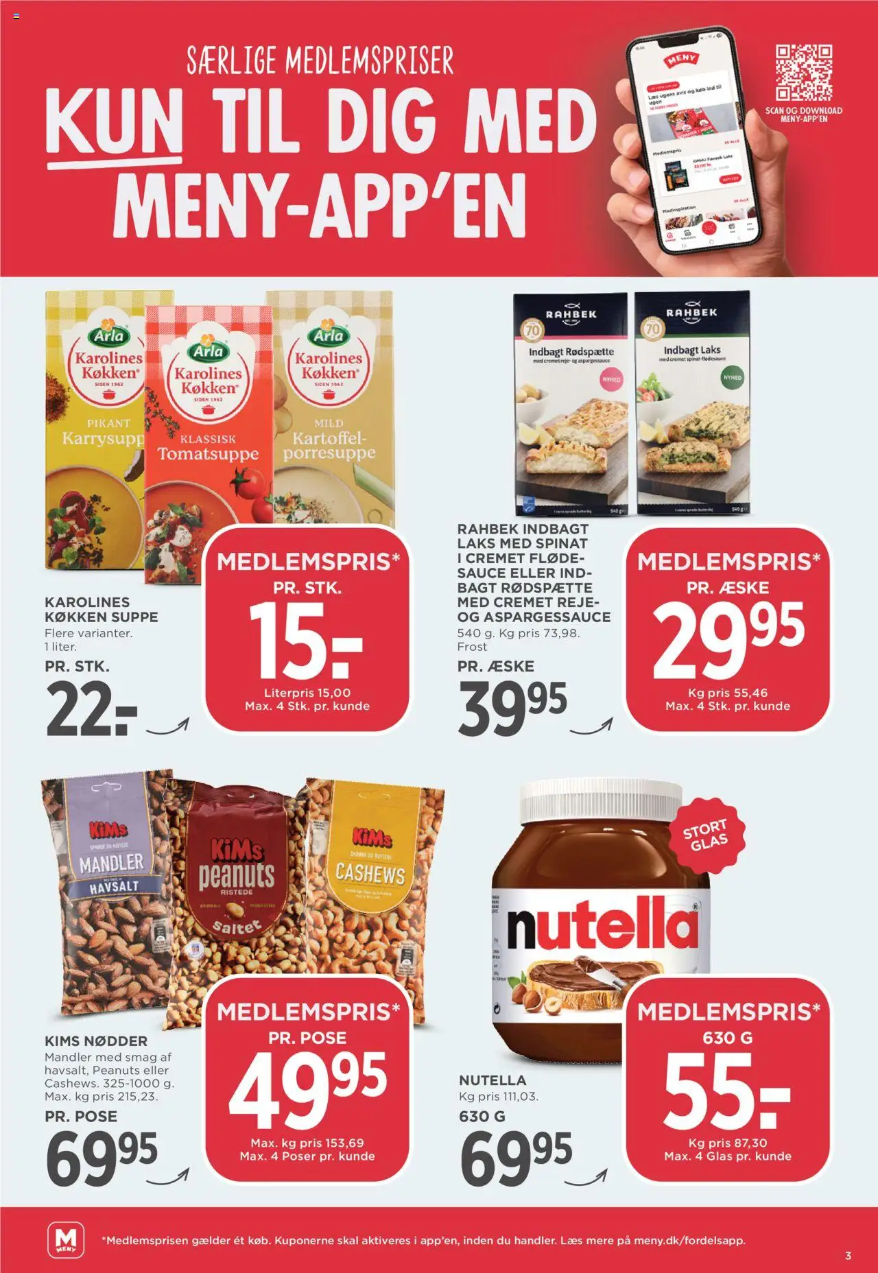 Meny tilbudsavis – gyldig fra 10.10.2025 | Side: 3 | Produkter: Peanuts, Mandler, Suppe, Spinat