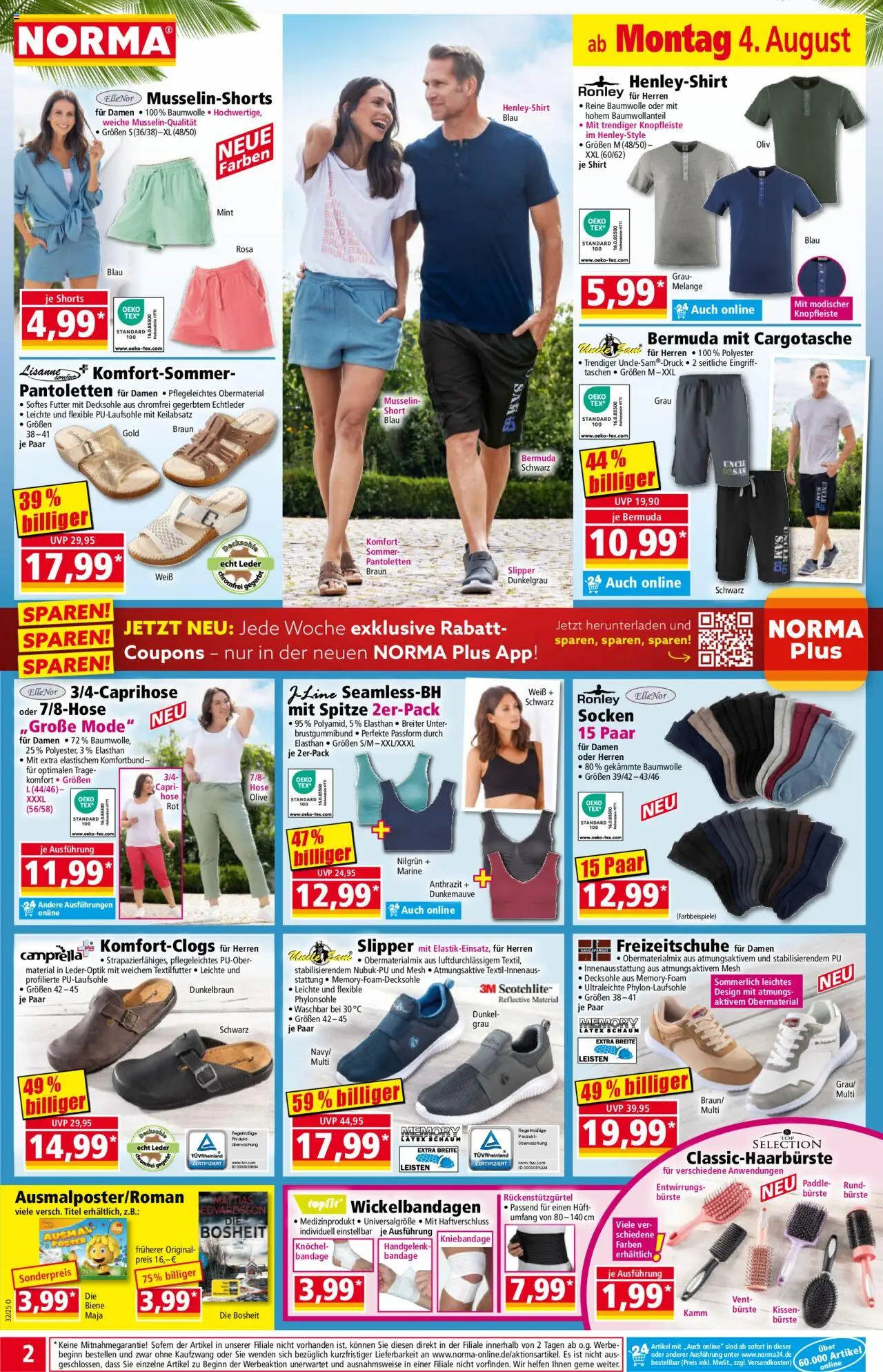 Norma Prospekt 	 - gültig ab dem 04.08.2025 | Seite: 2 | Produkte: Shirt, Kissen, Bürste, Hose