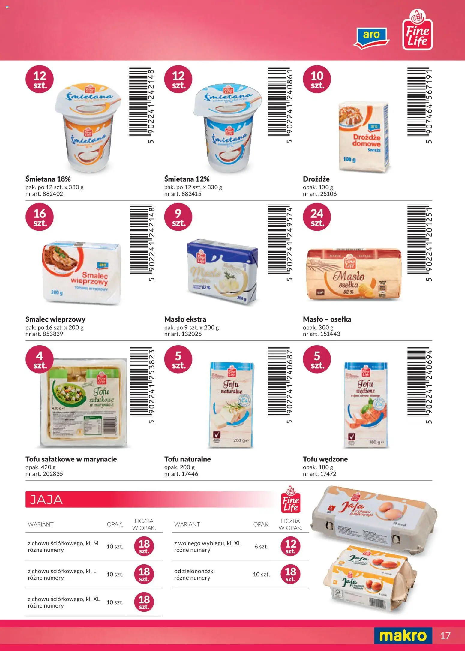 Makro Gazetka - Katalog marki własne dla Twojego sklepu od 28.04.2025 | Strona: 17 | Produkty: Tofu naturalne, Tofu, Masło, Jaja